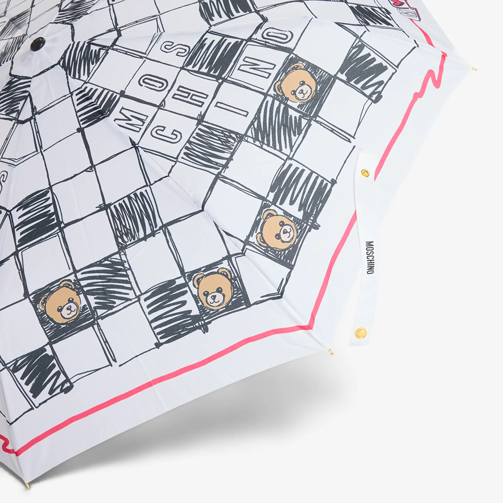 Autres accessoires Moschino Crosswords Open Close Umbrella White