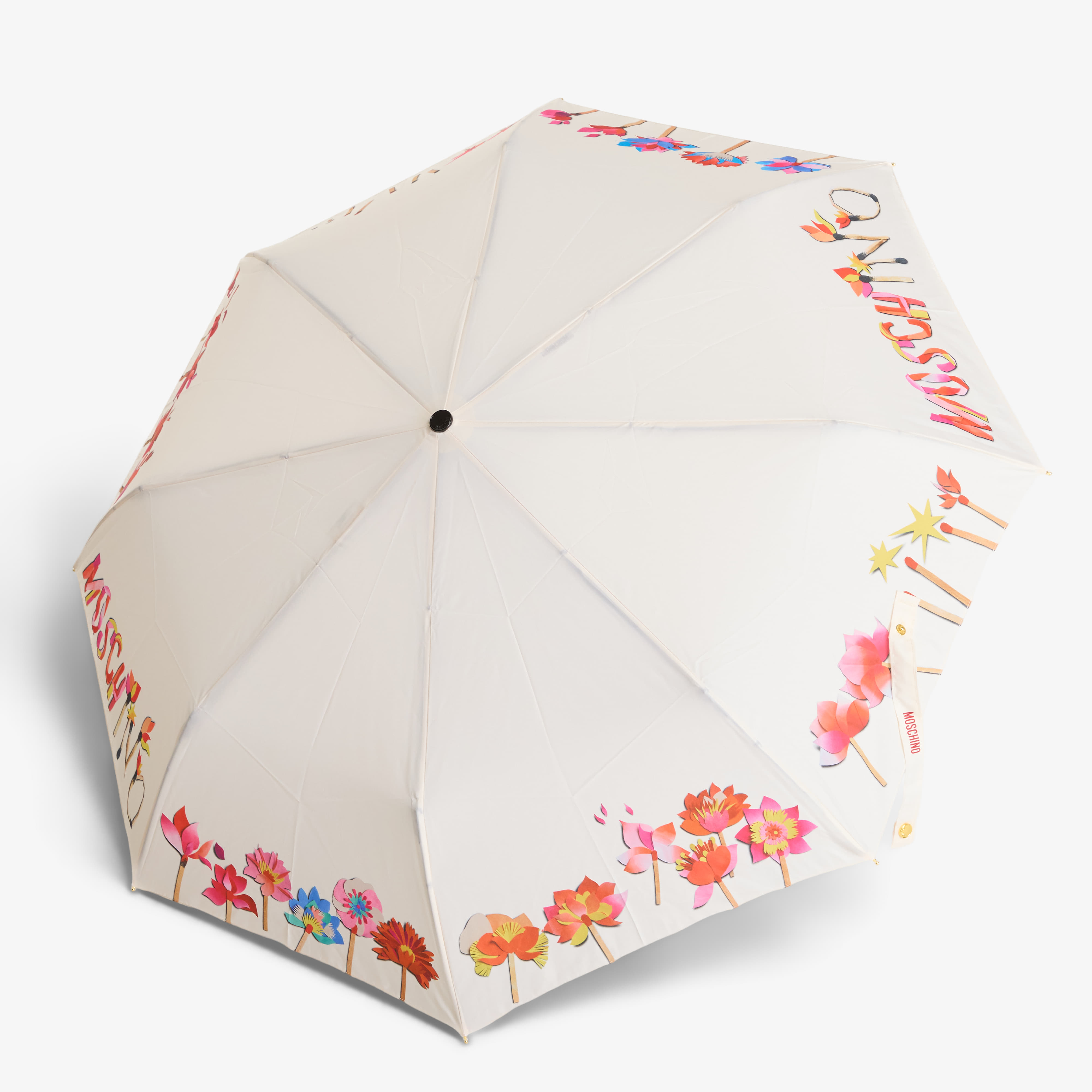 Moschino Matches Open Close Umbrella Cream Universal