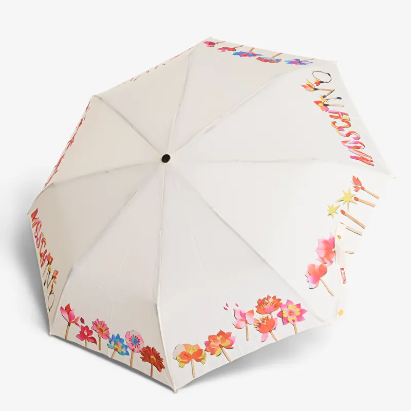 Moschino Matches Open Close Umbrella Cream
