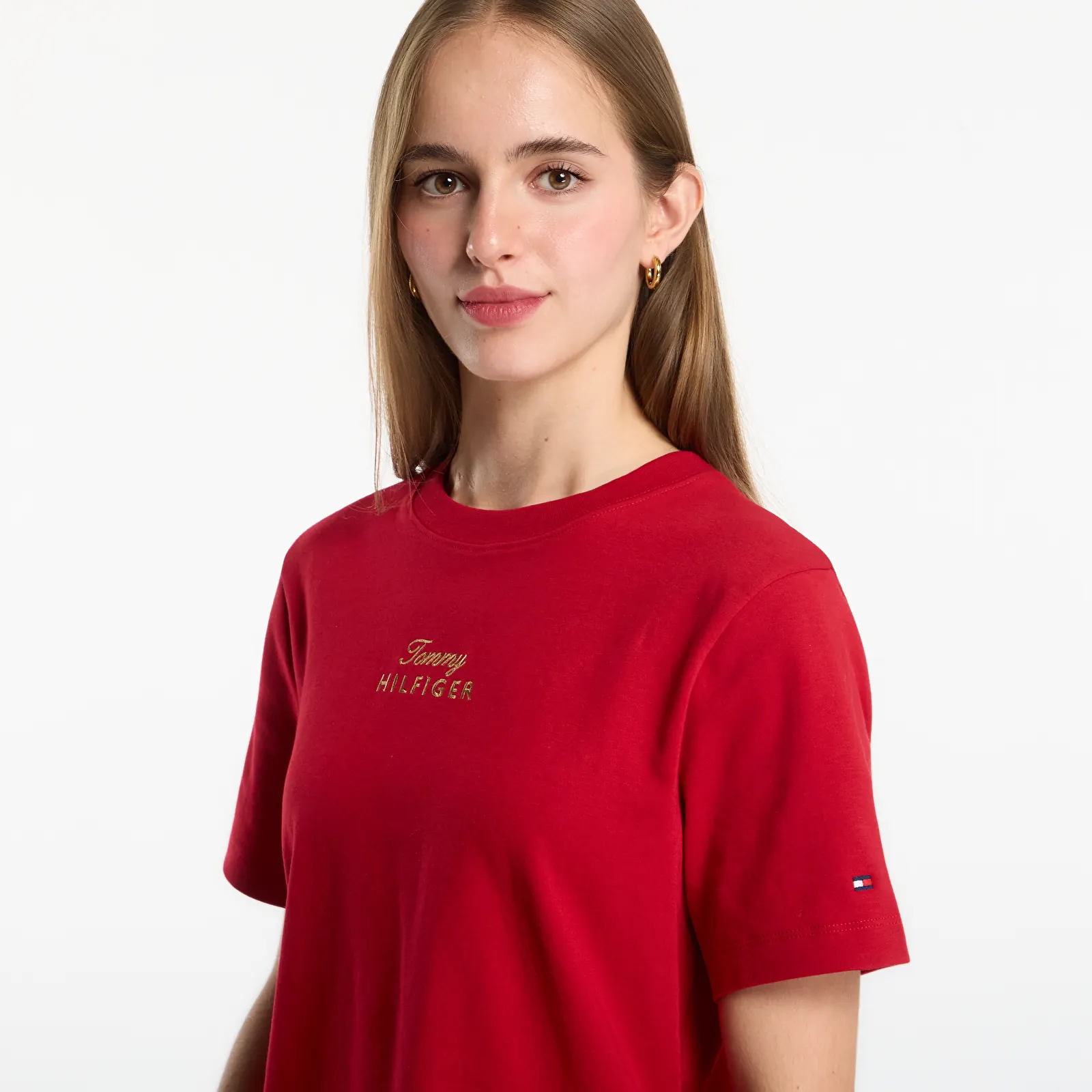 Magliette Tommy Hilfiger Gold Script Mdrn C-Nk S/S Tee Medium Red