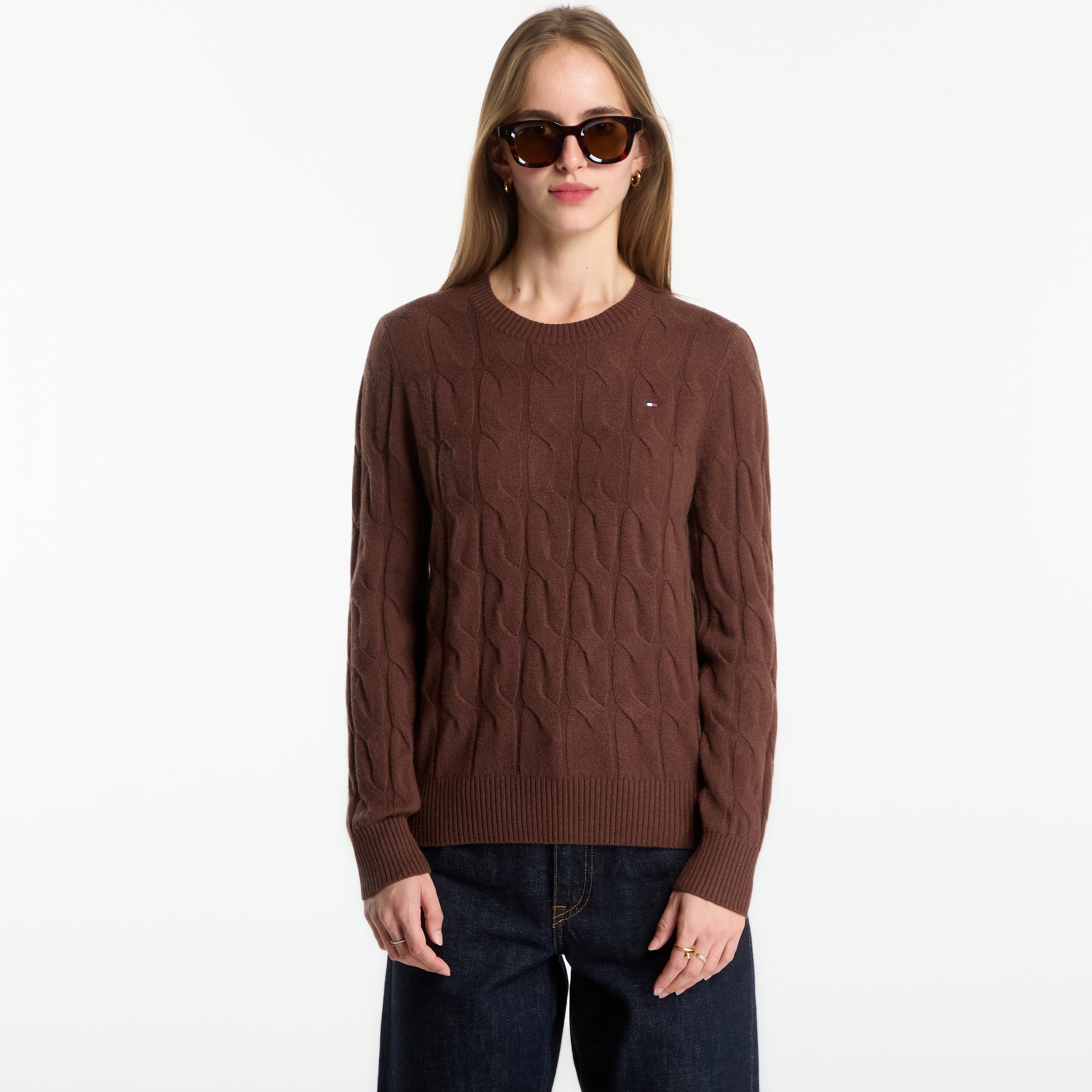 Пуловер Tommy Hilfiger Soft Wool Cable C-Nk Ls Sweater Legacy Brown S