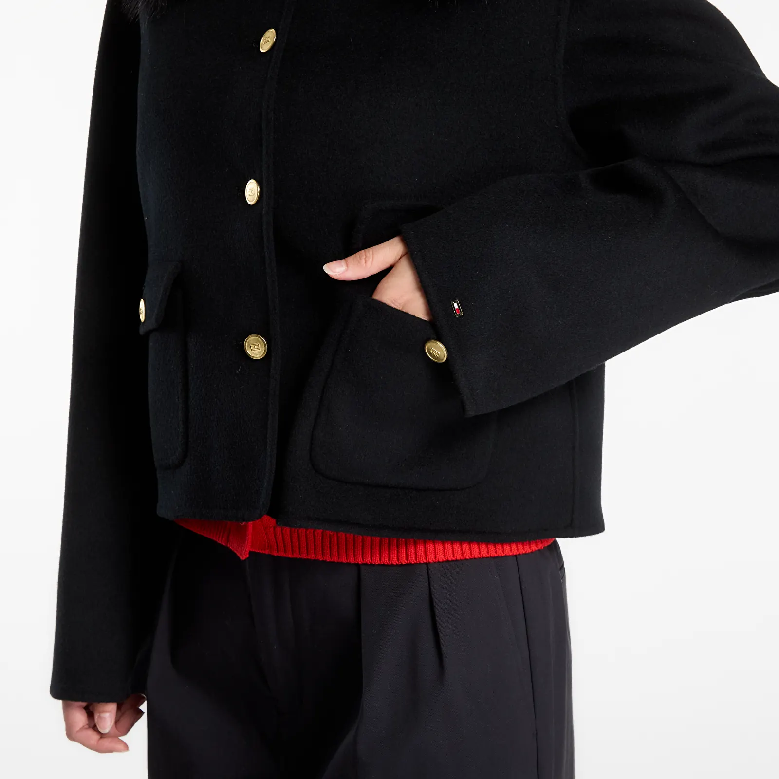 Jakker Tommy Hilfiger Df Wool Lady Jacket With Fur Black