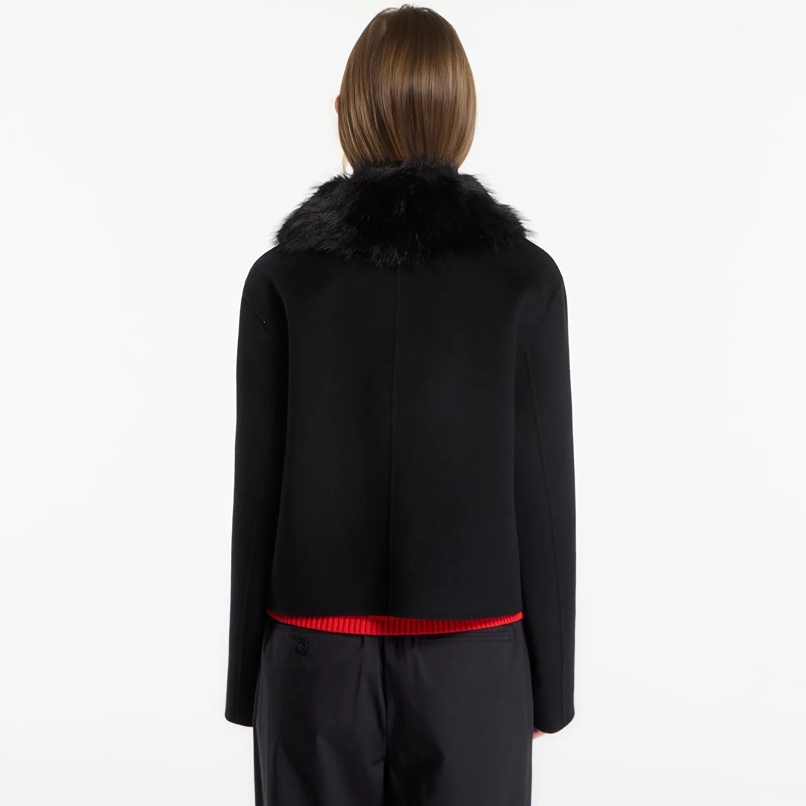 Jakker Tommy Hilfiger Df Wool Lady Jacket With Fur Black