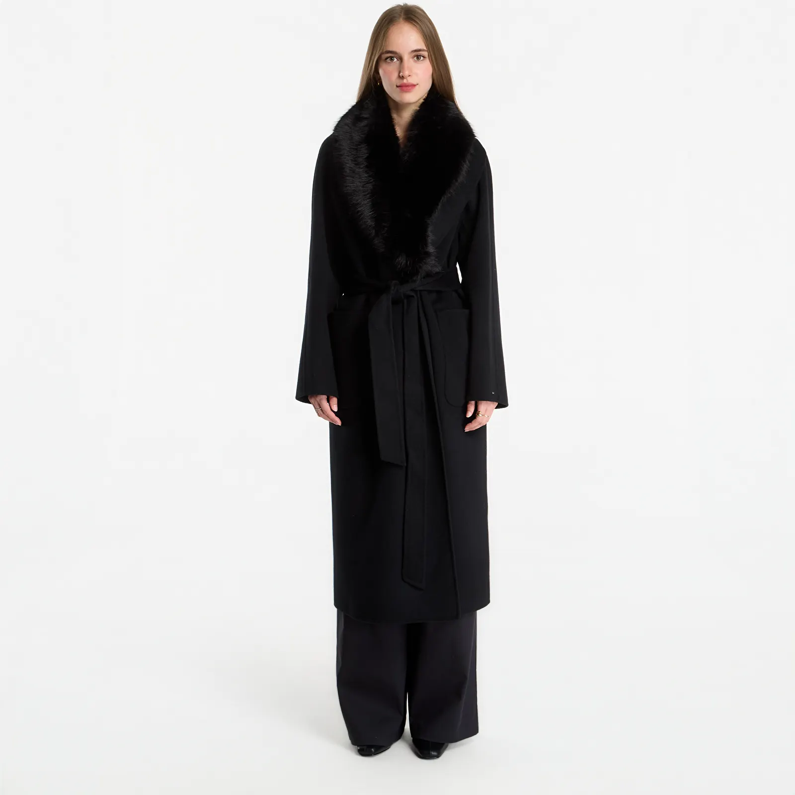 Cappotti  Tommy Hilfiger Df Wool Reg Belted Coat Black