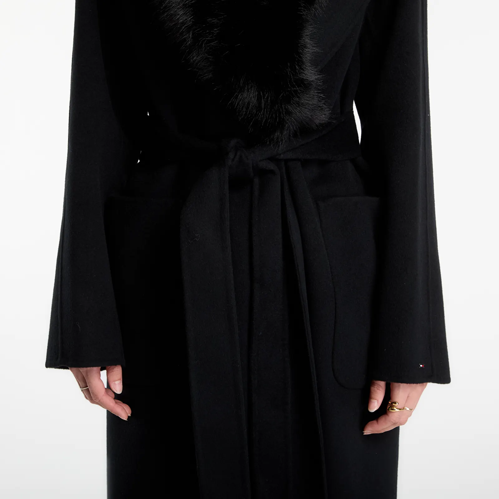 Cappotti  Tommy Hilfiger Df Wool Reg Belted Coat Black