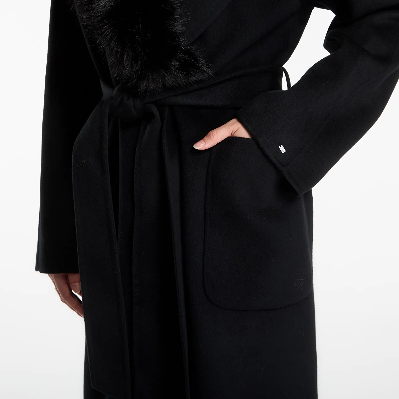 Cappotti  Tommy Hilfiger Df Wool Reg Belted Coat Black