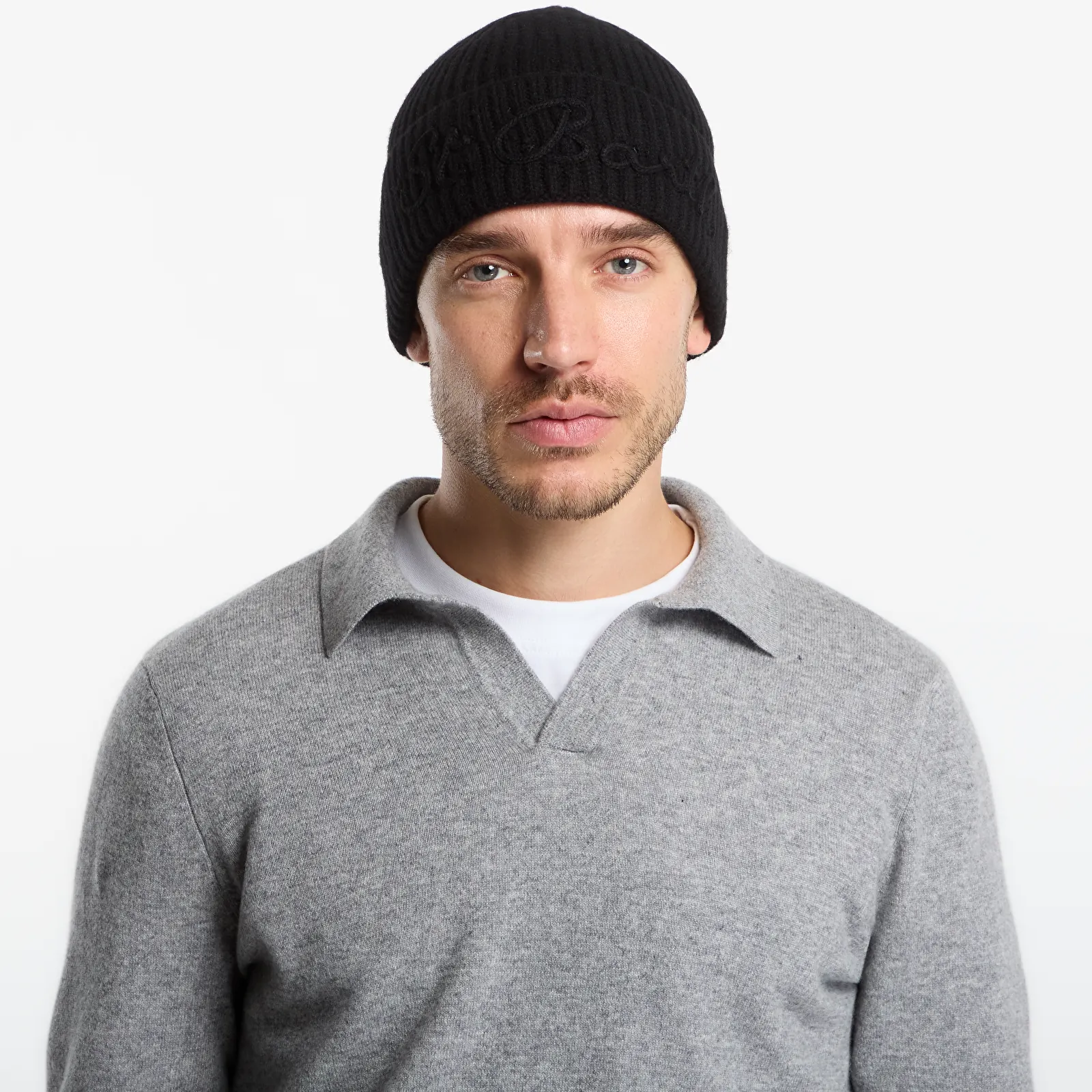 Cepures MC2 Saint Barth Moss Tonal Wool Beanie Black