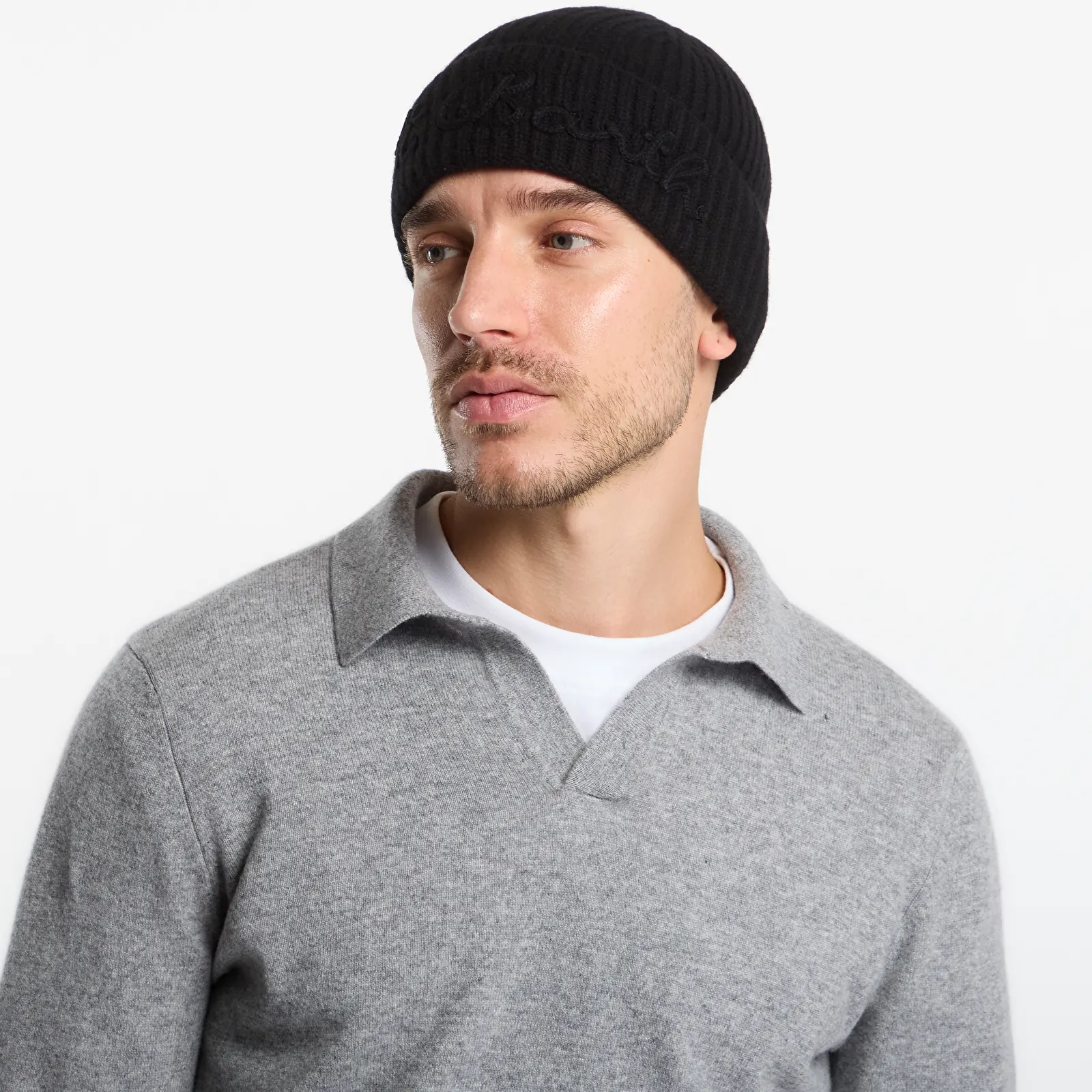 Cepures MC2 Saint Barth Moss Tonal Wool Beanie Black