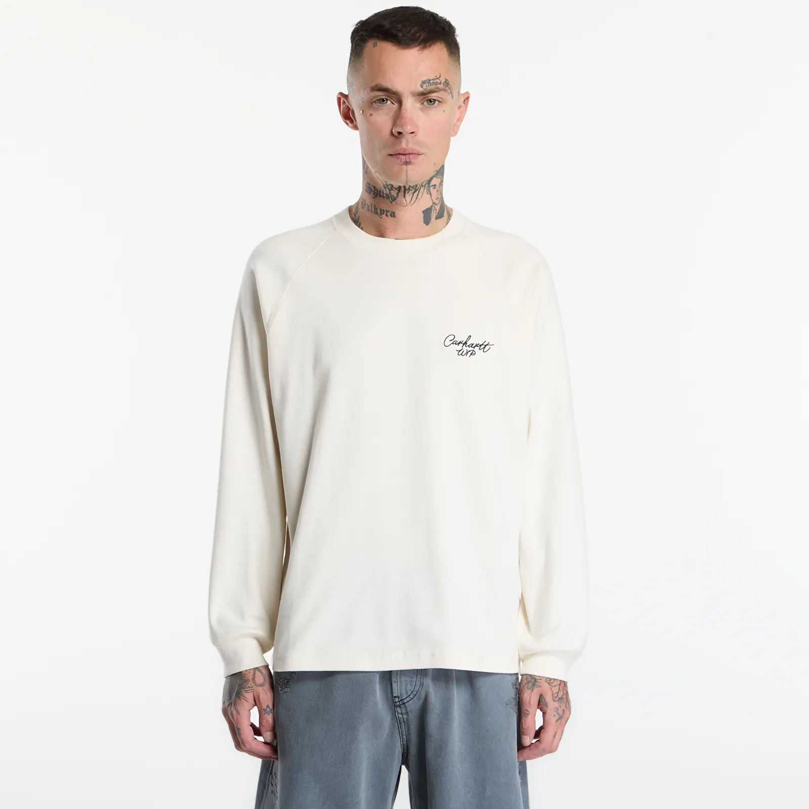Meeste T-särgid Carhartt WIP L/S Signature Rib T-Shirt UNISEX Wax/ Black