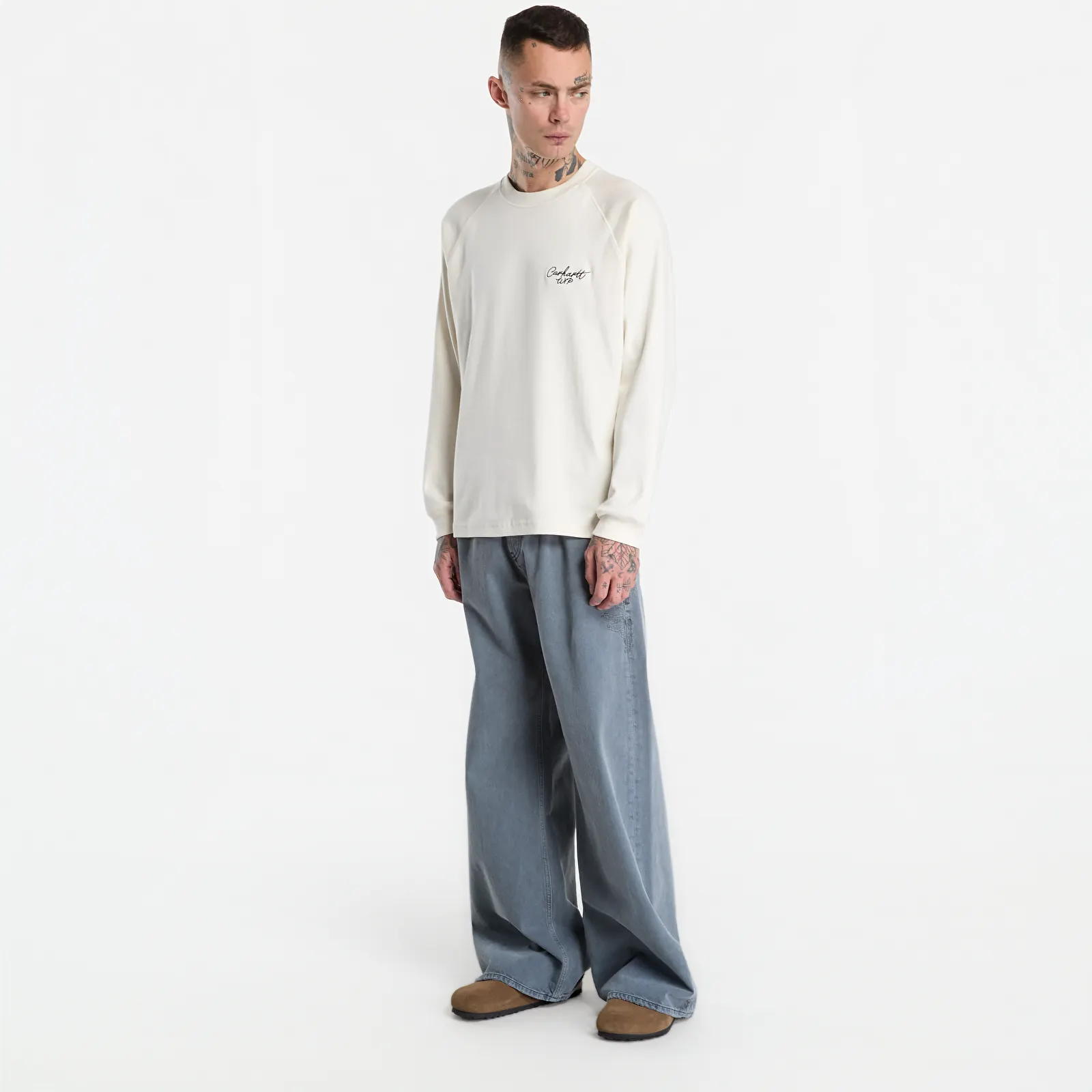 Meeste T-särgid Carhartt WIP L/S Signature Rib T-Shirt UNISEX Wax/ Black