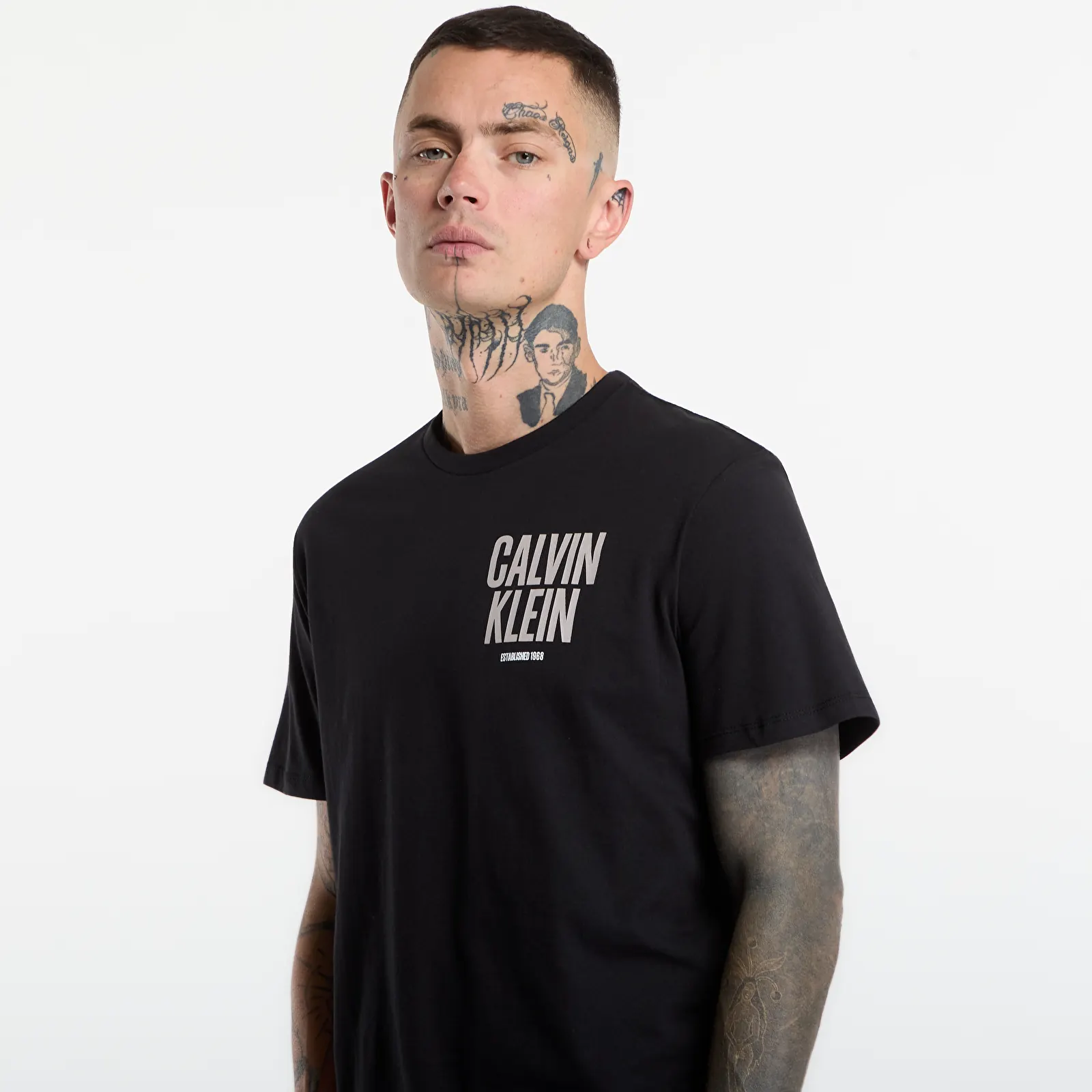 Magliette da uomo Calvin Klein Jeans Ss 30s Eu Block Font Black
