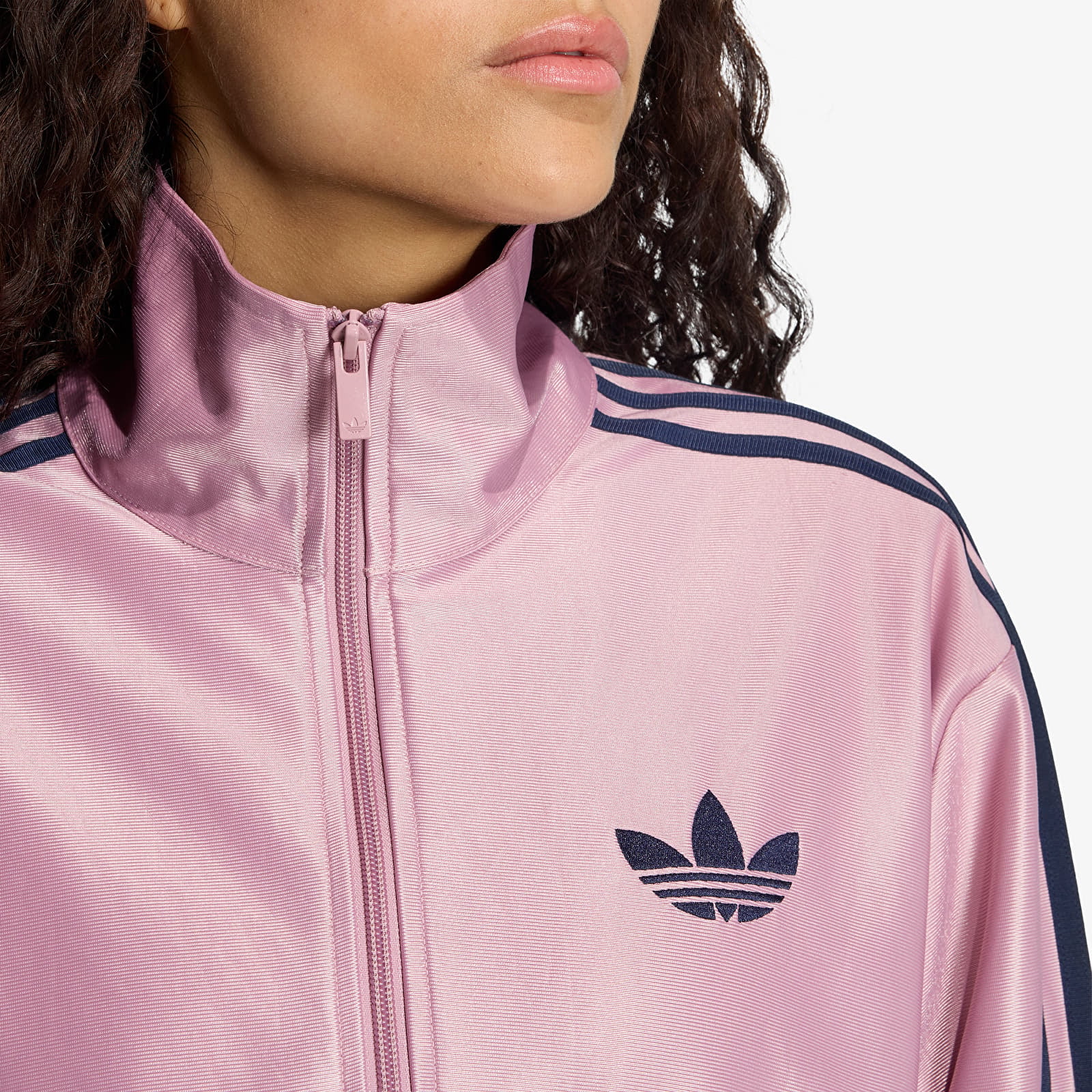 Naiste kampsunid adidas Metallic Firebird Loose Track Top Magic Mauve/ Night Indigo