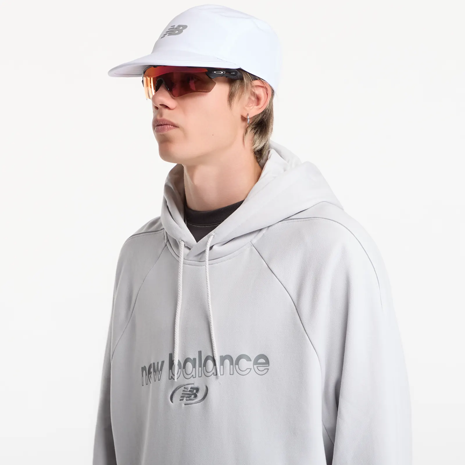 Gensere for menn New Balance Trackside French Terry Hoodie Grey Matter