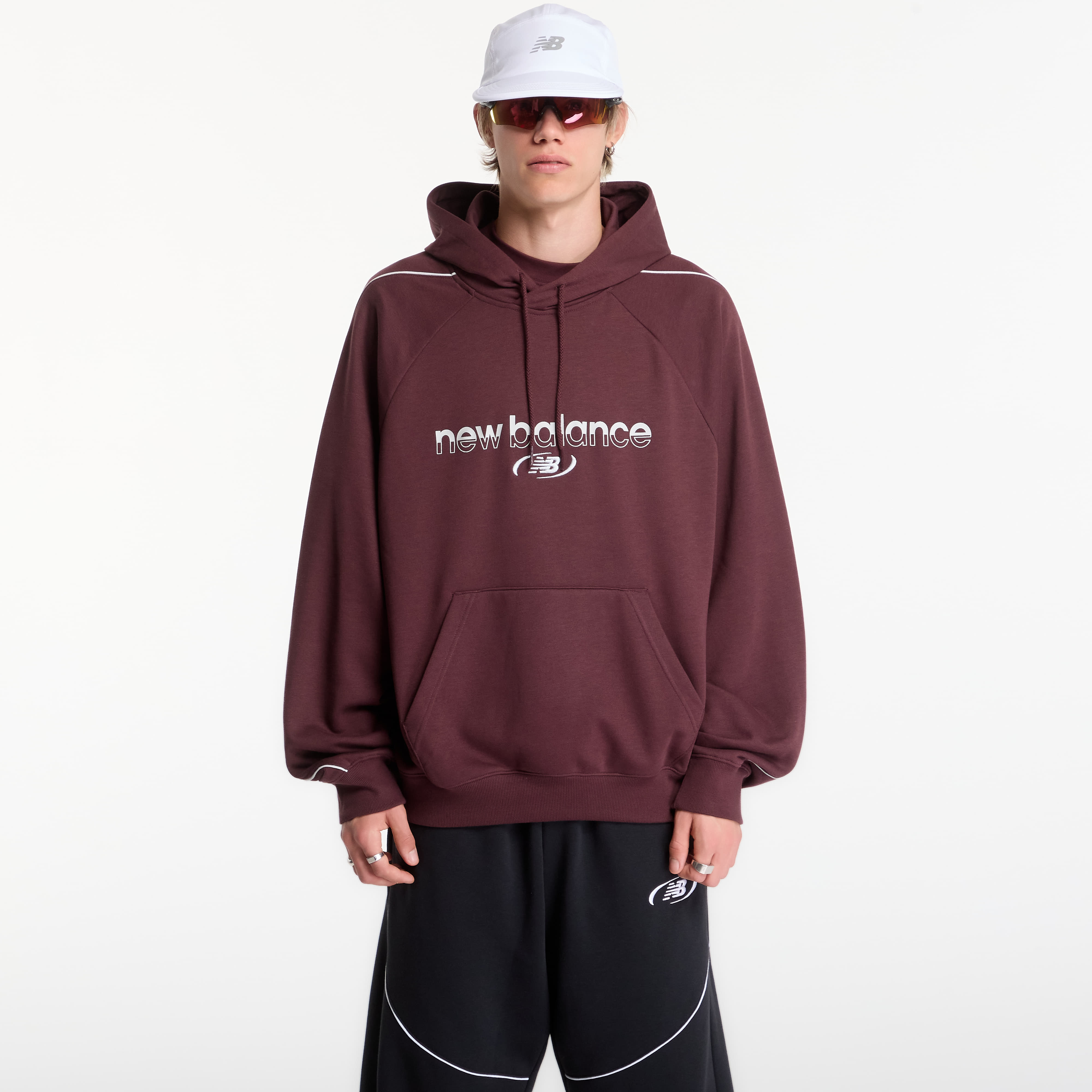 Суитшърт New Balance Trackside French Terry Hoodie Cherry Leather XL