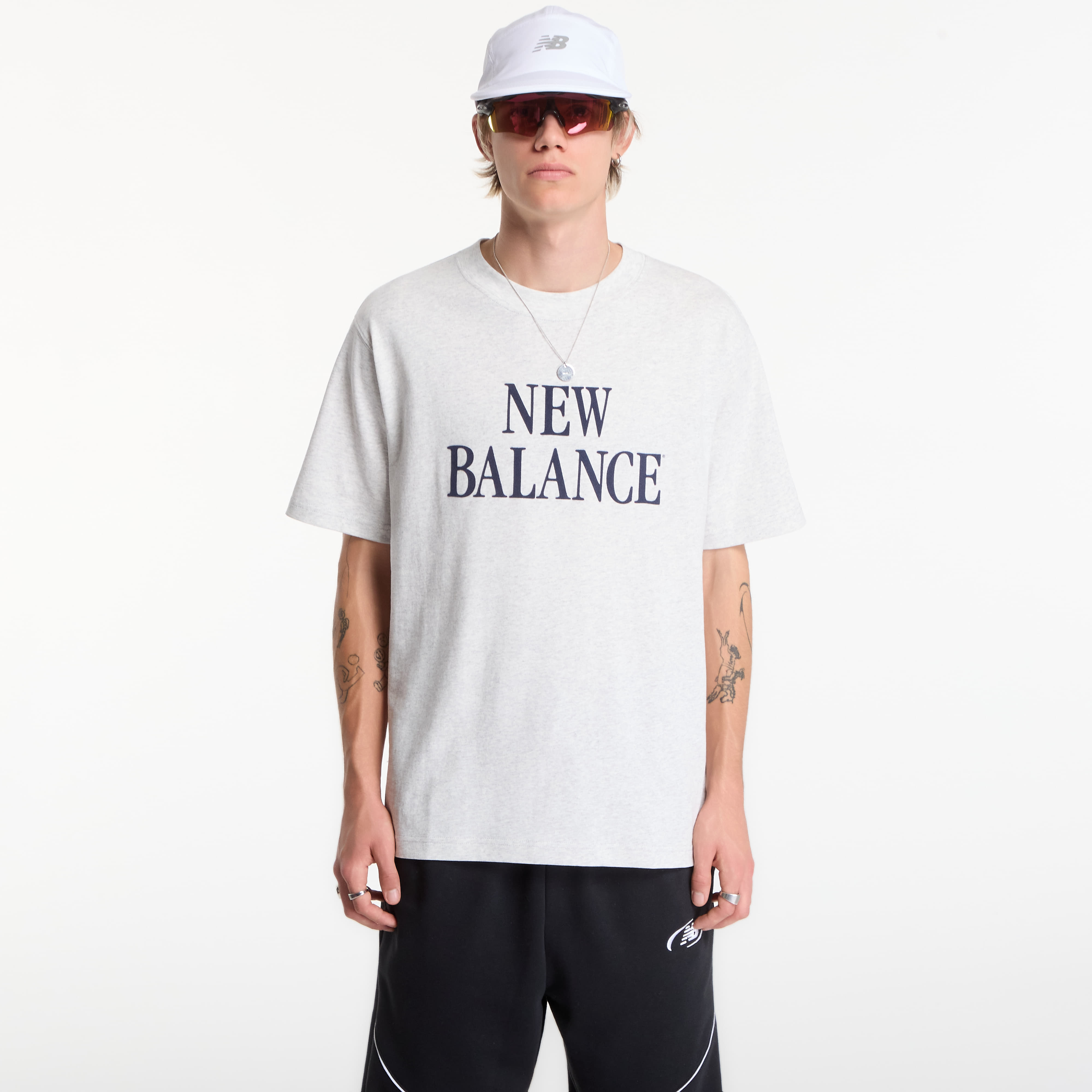 Тениска New Balance Athletics Flocked Logo T-Shirt Ash Heather M