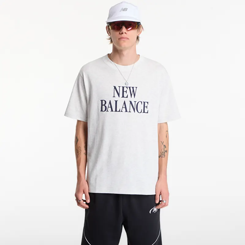 Tričko New Balance Athletics Flocked Logo T-Shirt Ash Heather
