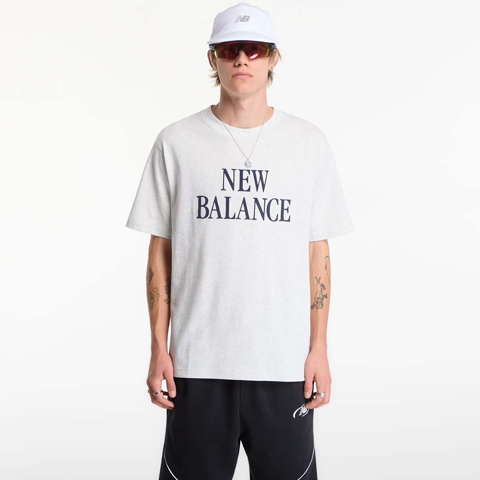 T-shirts för män New Balance Athletics Flocked Logo T-Shirt Ash Heather