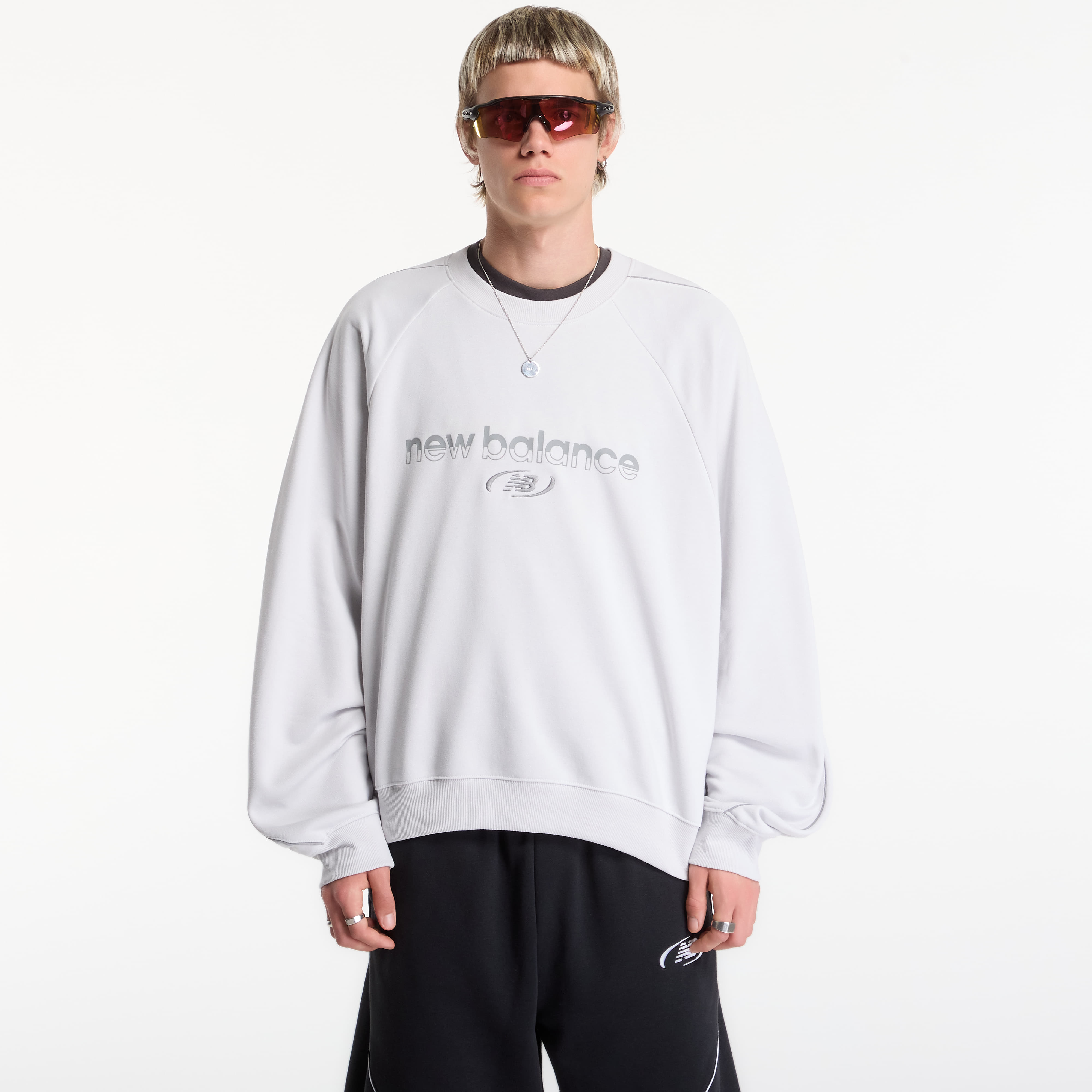 Суитшърт New Balance Trackside French Terry Crew Grey Matter S