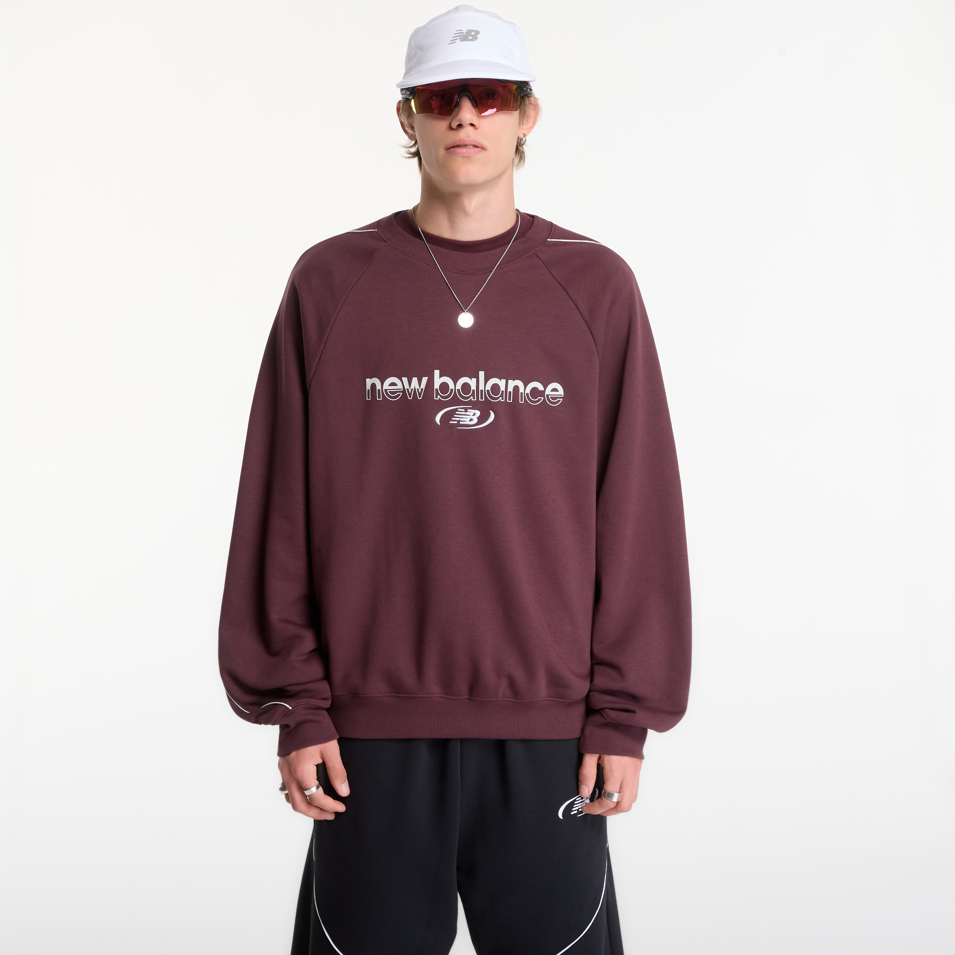 Суитшърт New Balance Trackside French Terry Crew Cherry Leather XL