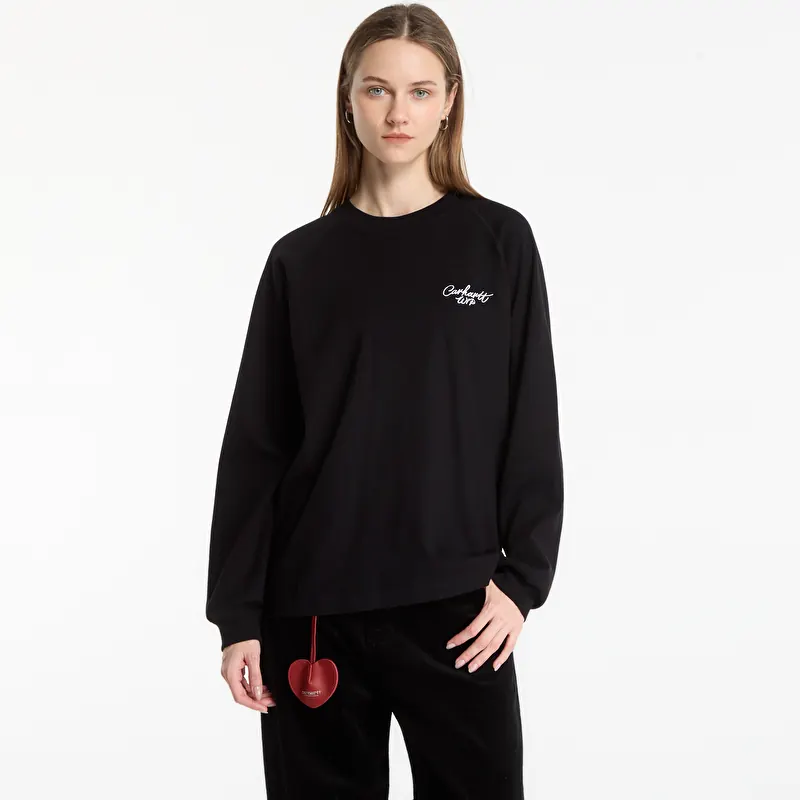 Tričko Carhartt WIP L/S Signature Rib T-Shirt UNISEX Black/ White