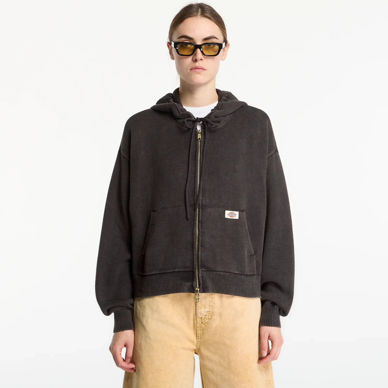 Pulls femme Dickies Fredonia Zipped Knit Bomber Grey