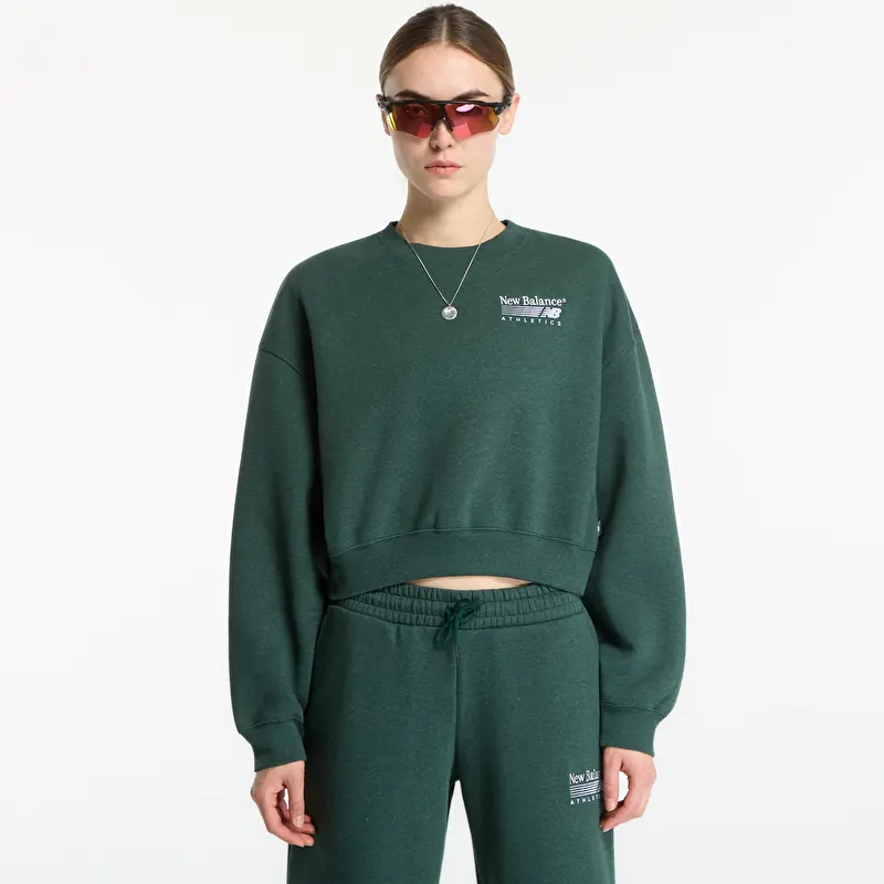 Mikina New Balance Trackside Fleece Crew Nordic Green Heather