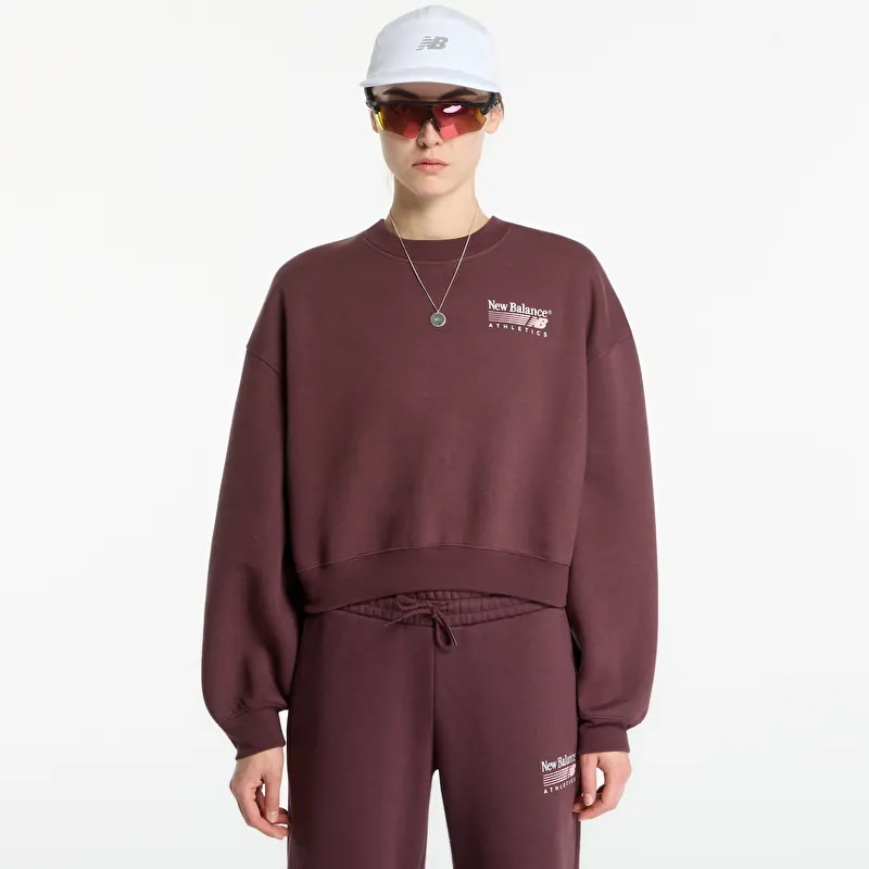 Mikina New Balance Trackside Fleece Crew Cherry Leather