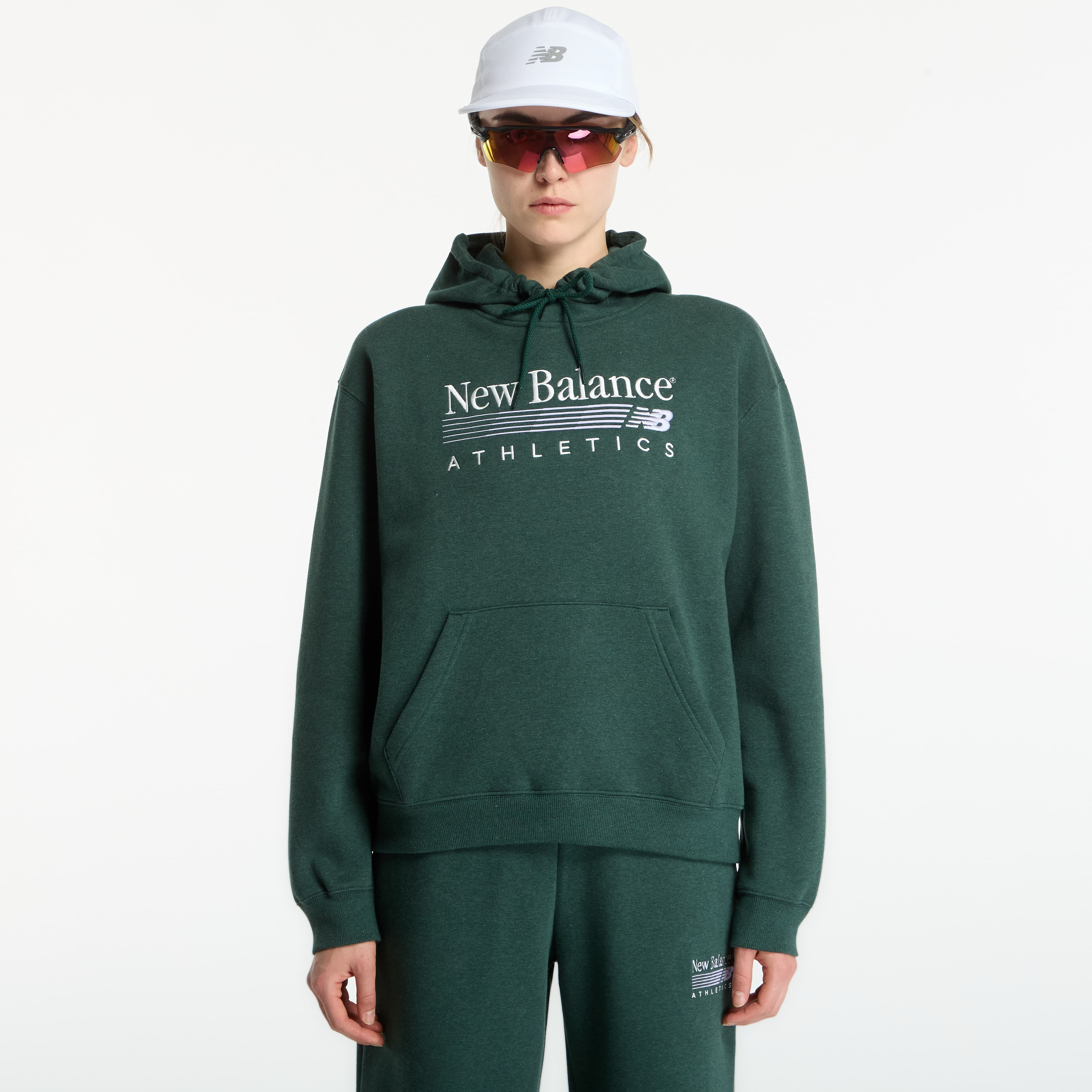 Суитшърт New Balance Trackside Fleece Hoodie Nordic Green Heather M