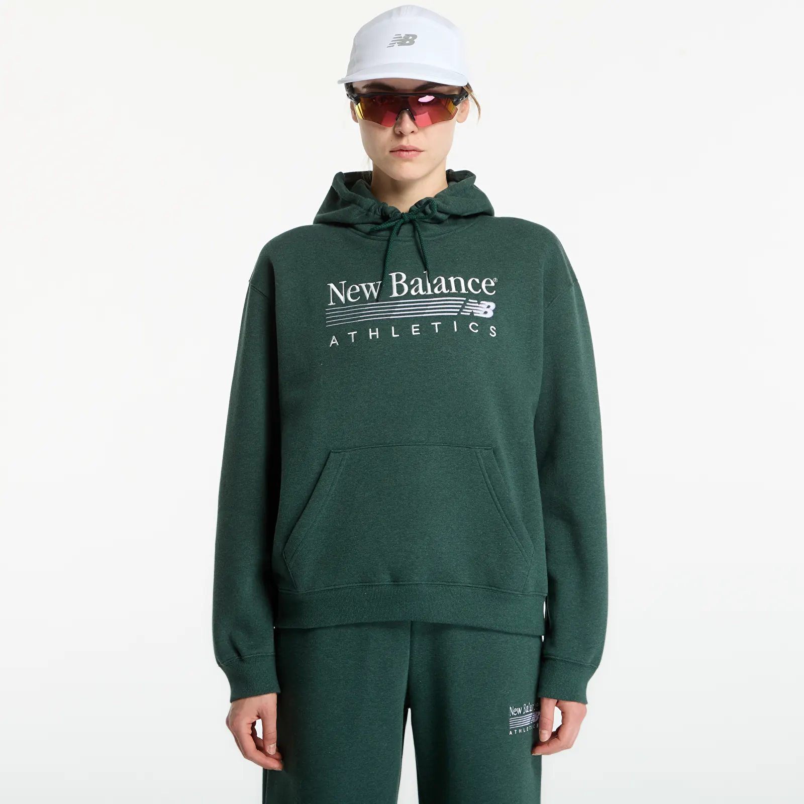Sweats à capuche femme New Balance Trackside Fleece Hoodie Nordic Green Heather
