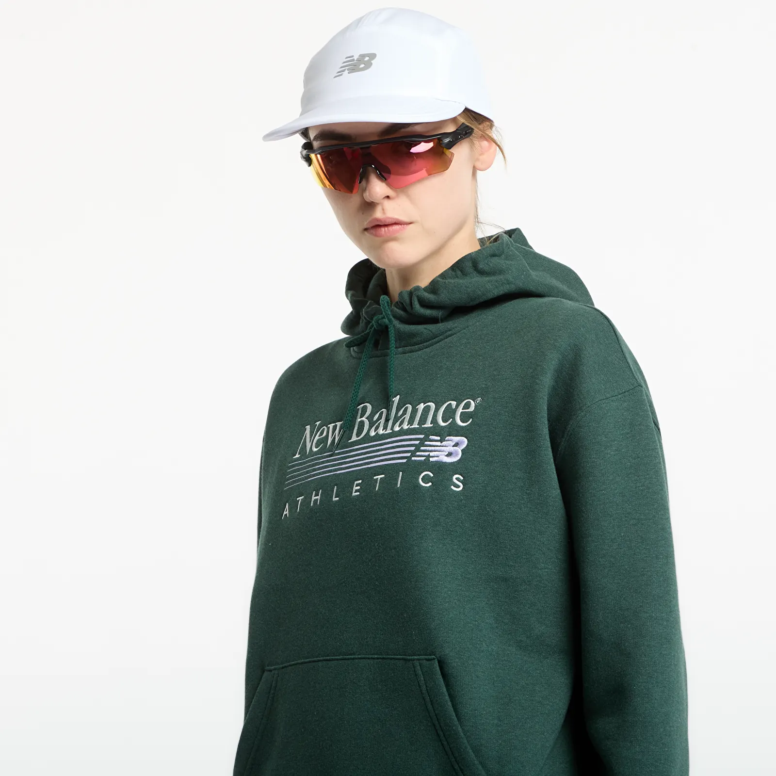 Sweats à capuche femme New Balance Trackside Fleece Hoodie Nordic Green Heather