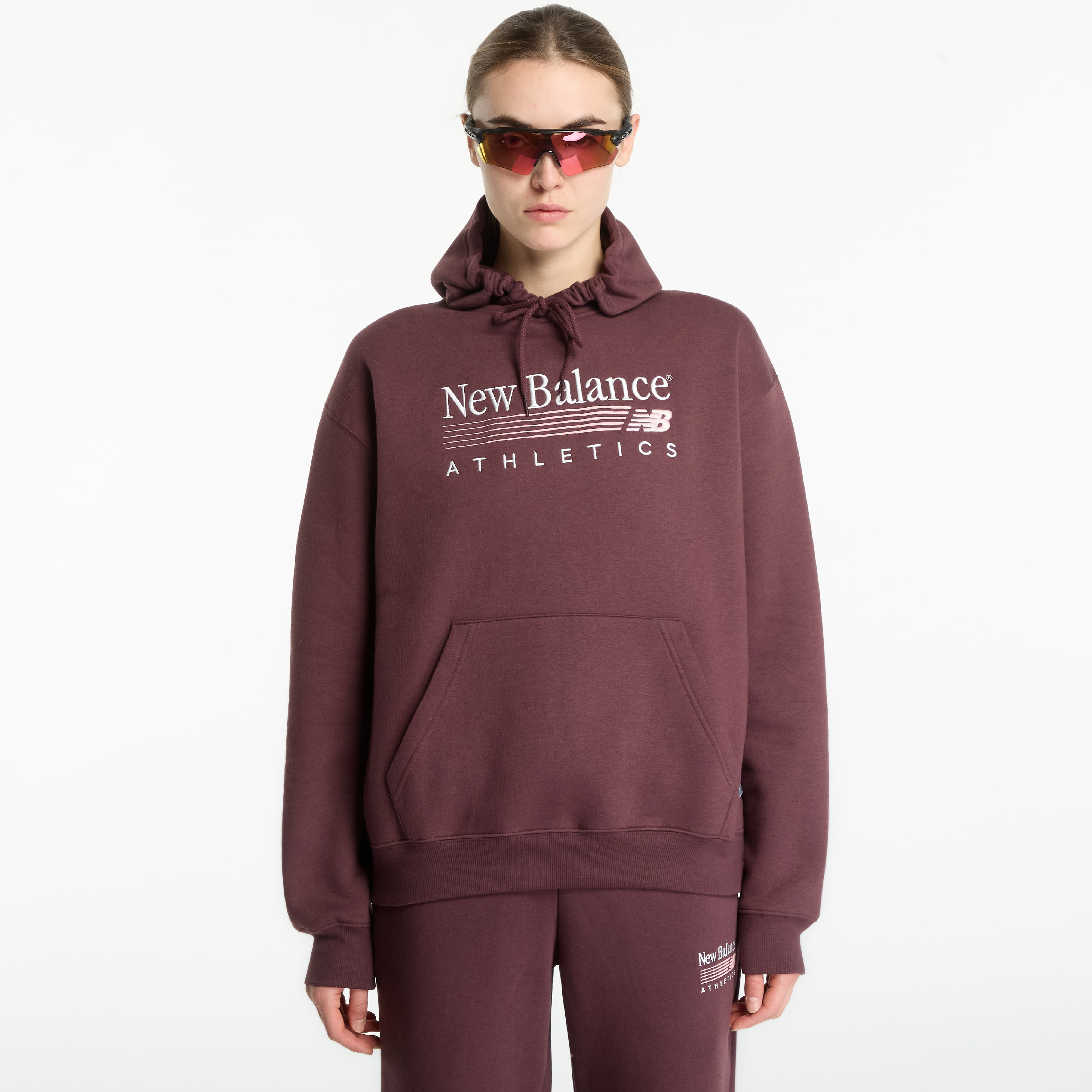 Суитшърт New Balance Trackside Fleece Hoodie Cherry Leather L