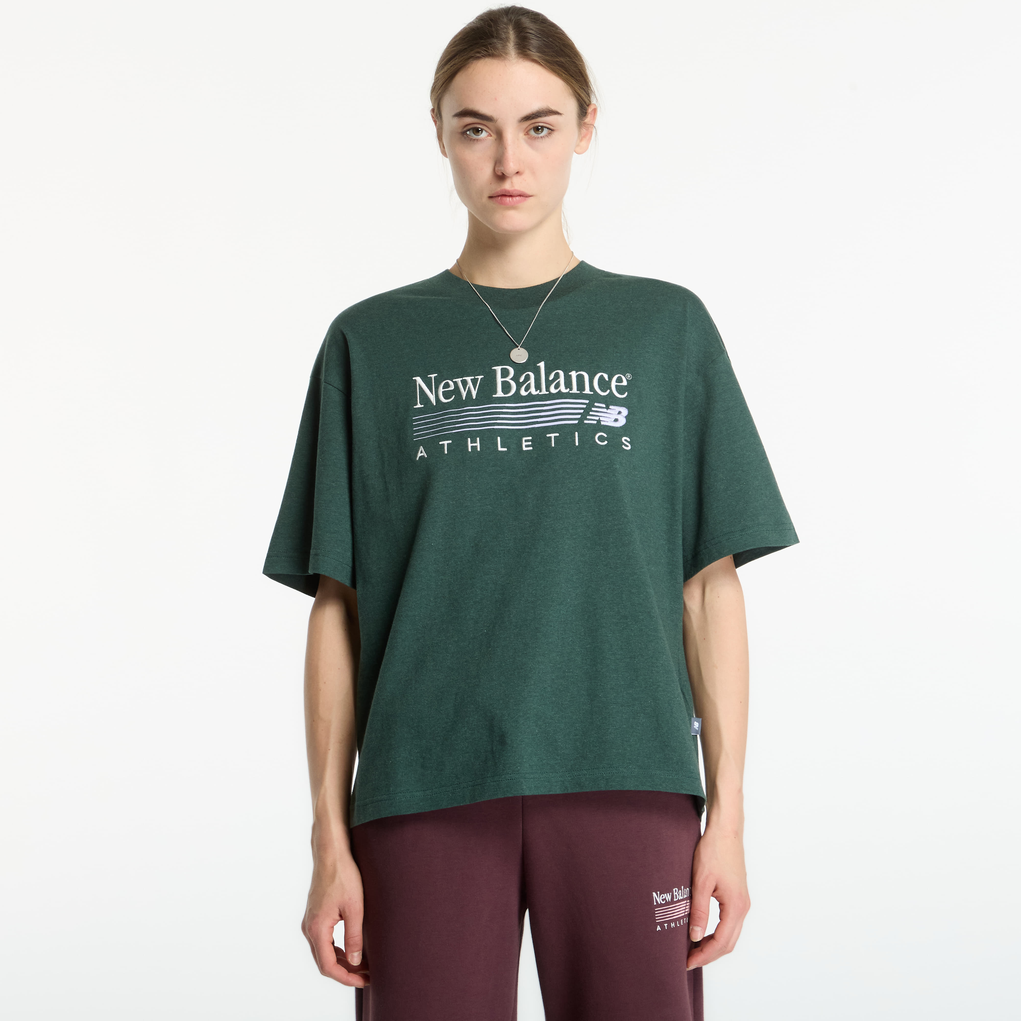 Тениска New Balance Trackside Oversized T-Shirt Nordic Green Heather M