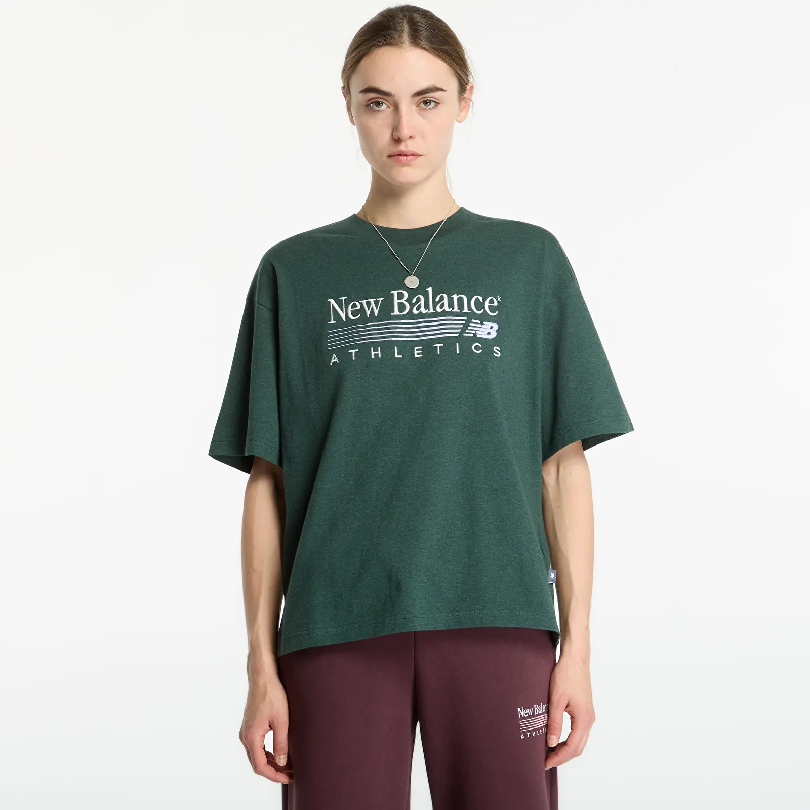 T-shirts femme New Balance Trackside Oversized T-Shirt Nordic Green Heather