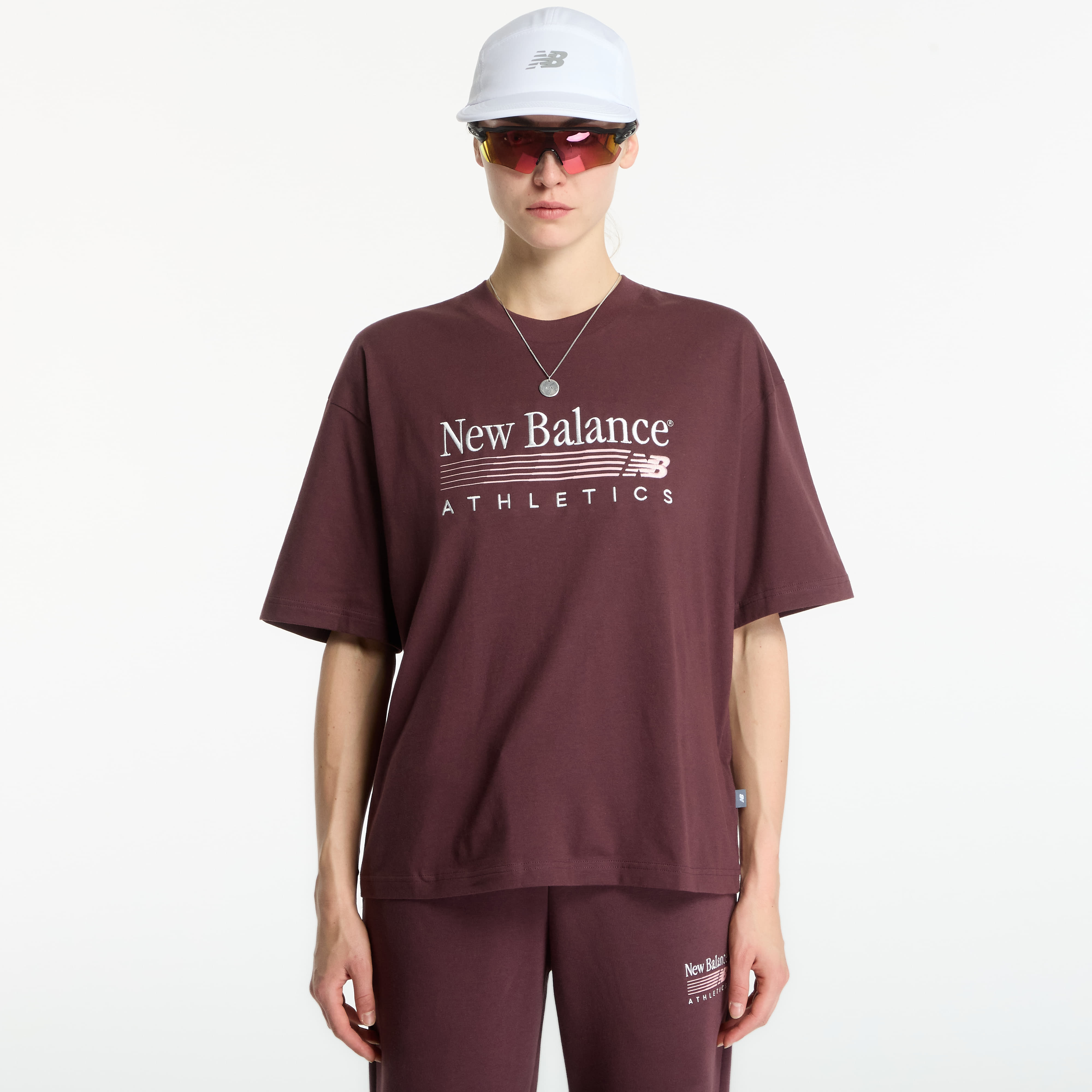 Тениска New Balance Trackside Oversized T-Shirt Cherry Leather M