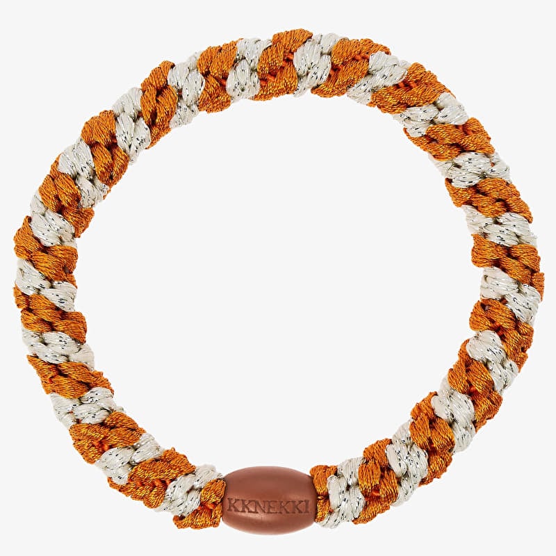 KKNEKKI Burned terracotta ivory glitter Stripe Orange/ White
