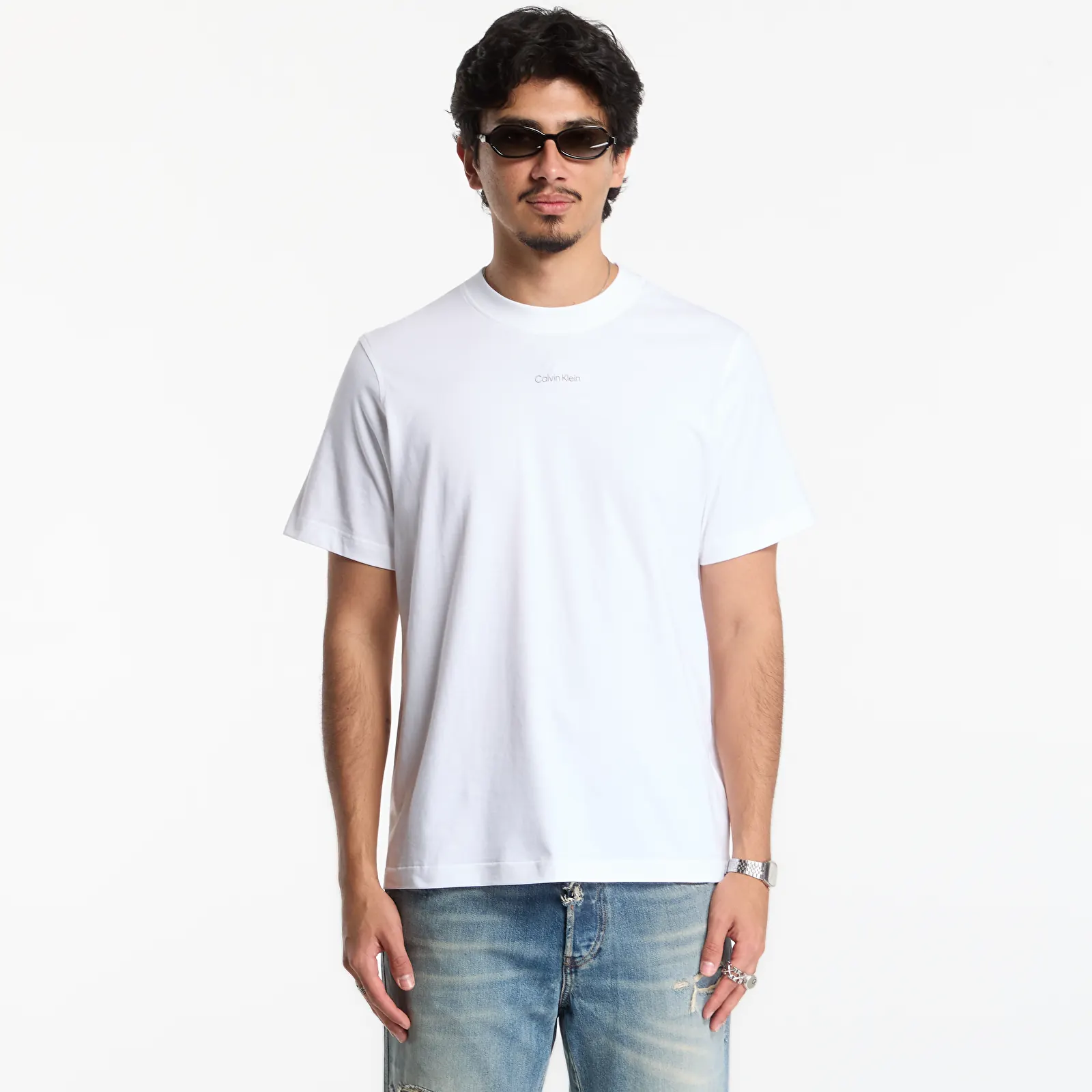 Pánske tričká Calvin Klein Jeans Ss Easy 20s Retro Ca Bright White