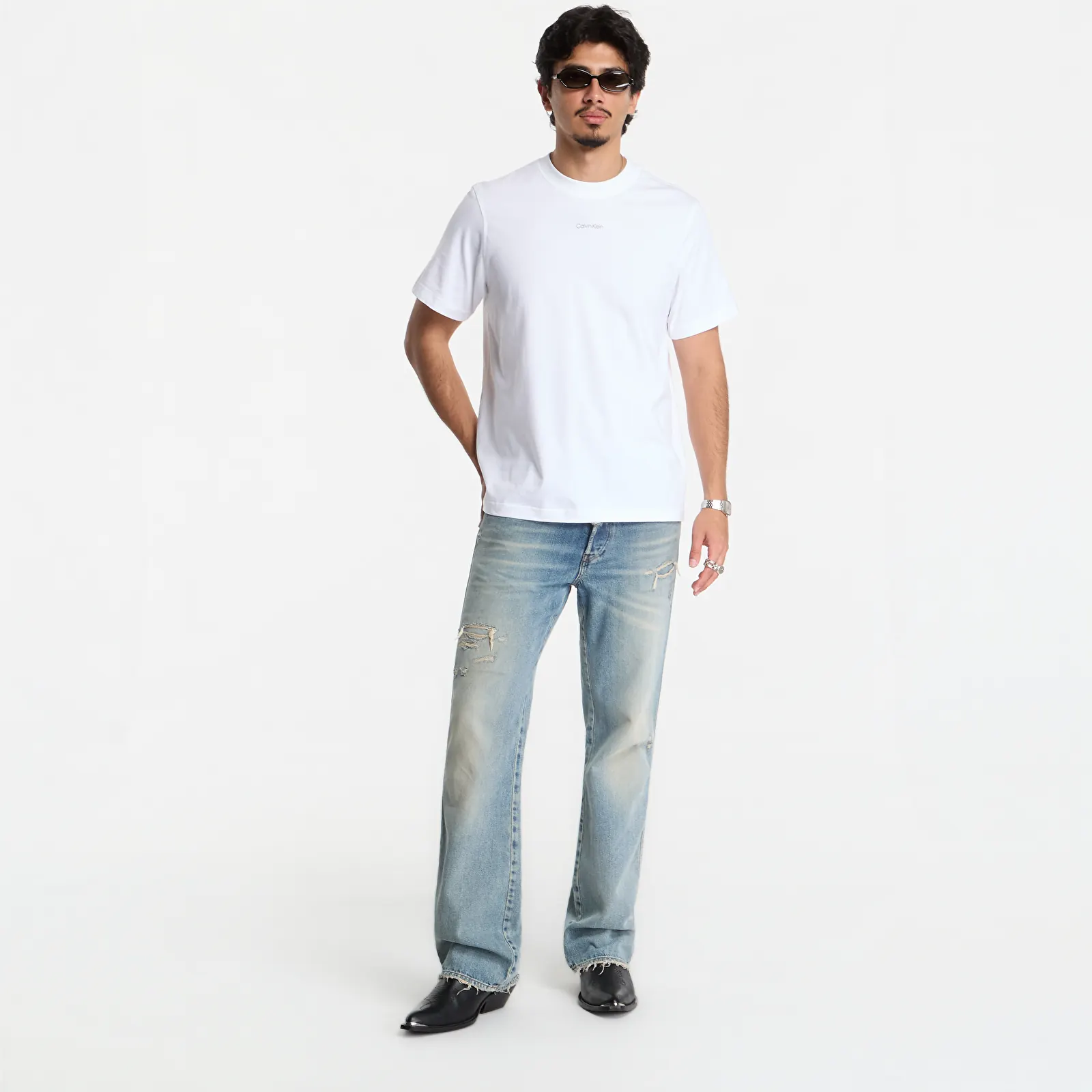 Pánske tričká Calvin Klein Jeans Ss Easy 20s Retro Ca Bright White
