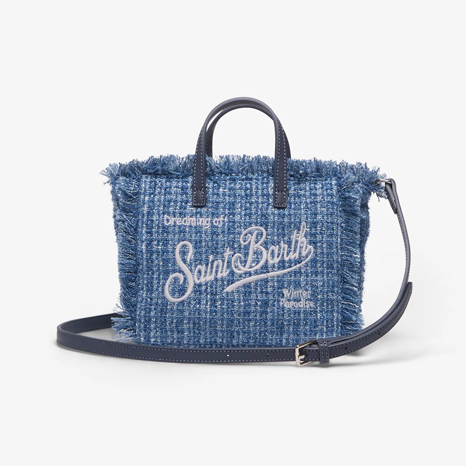 Bolsos de mujer MC2 Saint Barth Vanity Mini Tweed N Bag Denim Blue