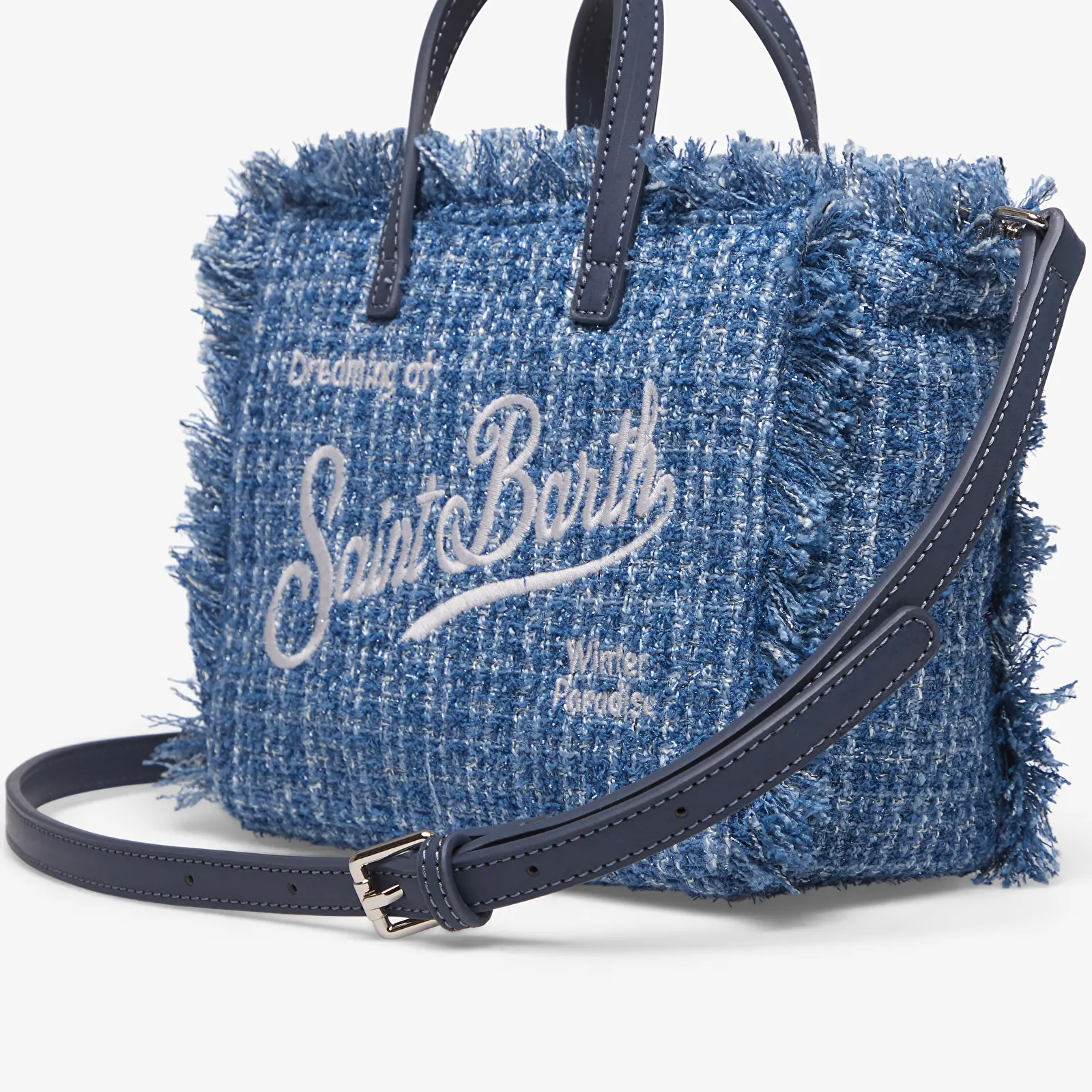 Bolsos de mujer MC2 Saint Barth Vanity Mini Tweed N Bag Denim Blue