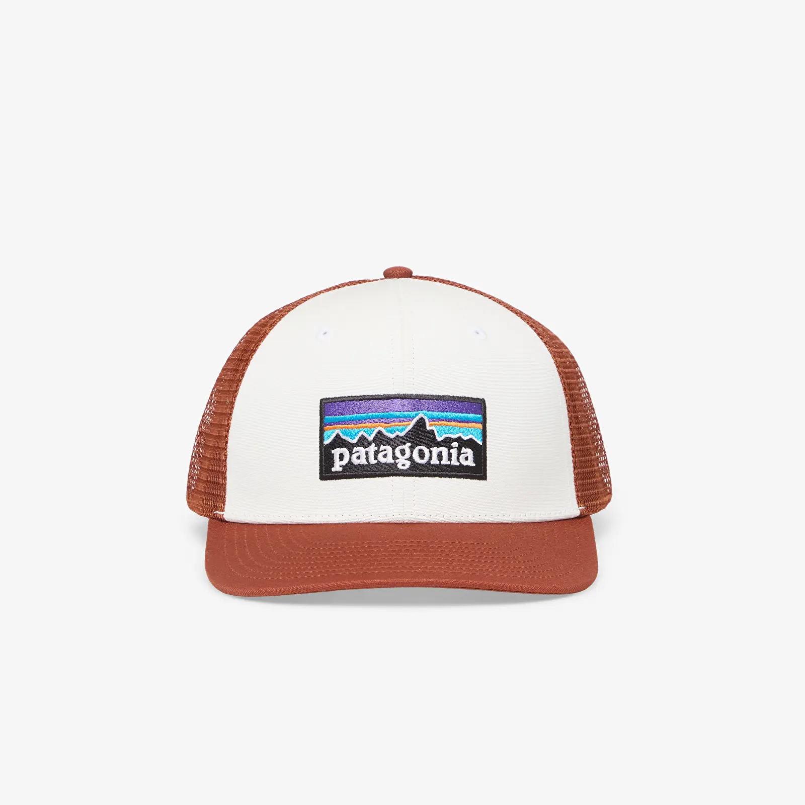 Caps Patagonia P-6 Logo Trucker Hat White W/ Rusty Red