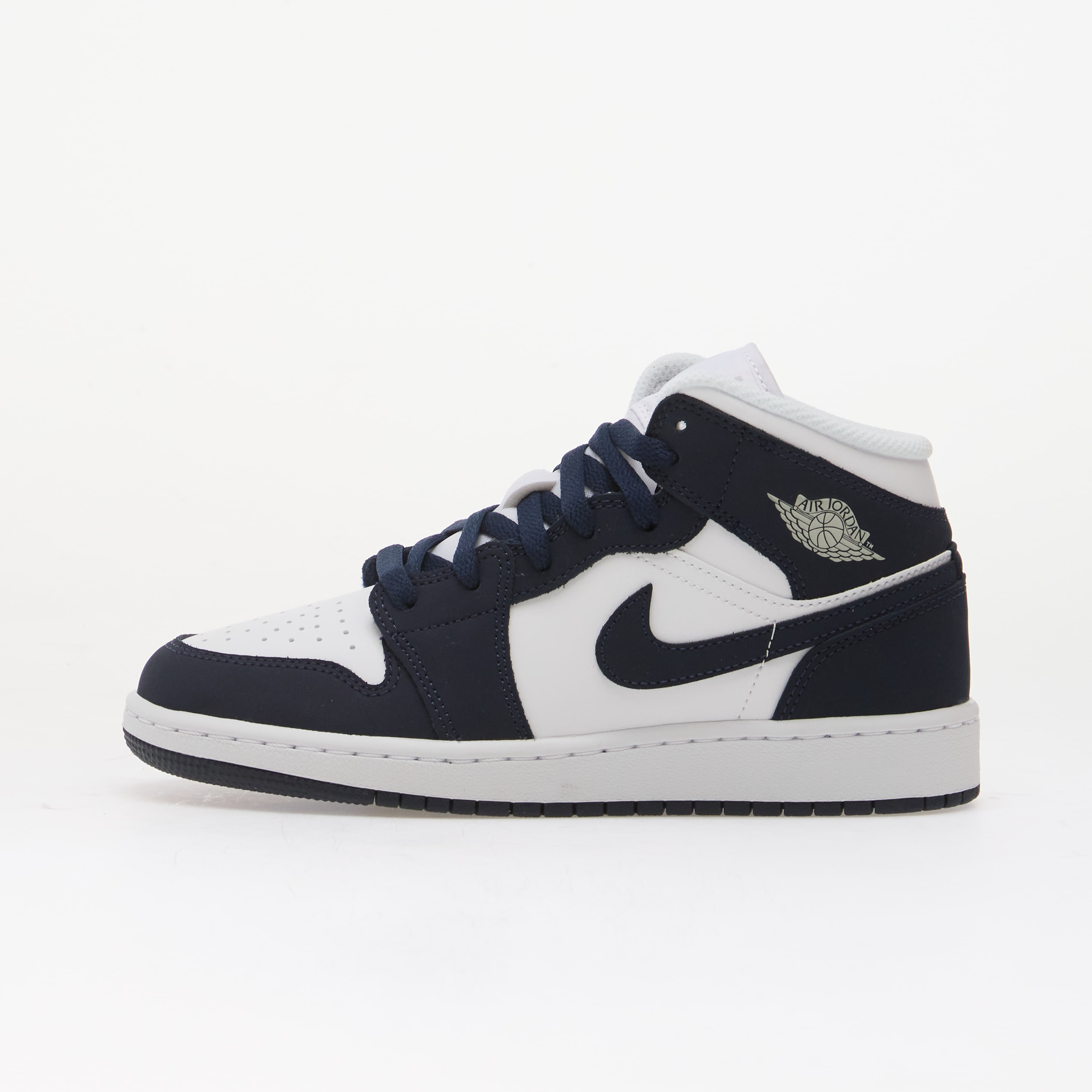 Air Jordan 1 Mid Kids Obsidian/ Obsidian-White-Grey Fog 5Y