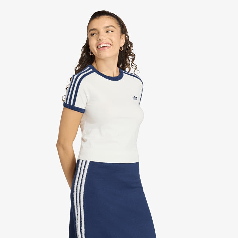 Tričko adidas Knitted T-Shirt Cloud White/ Night Indigo
