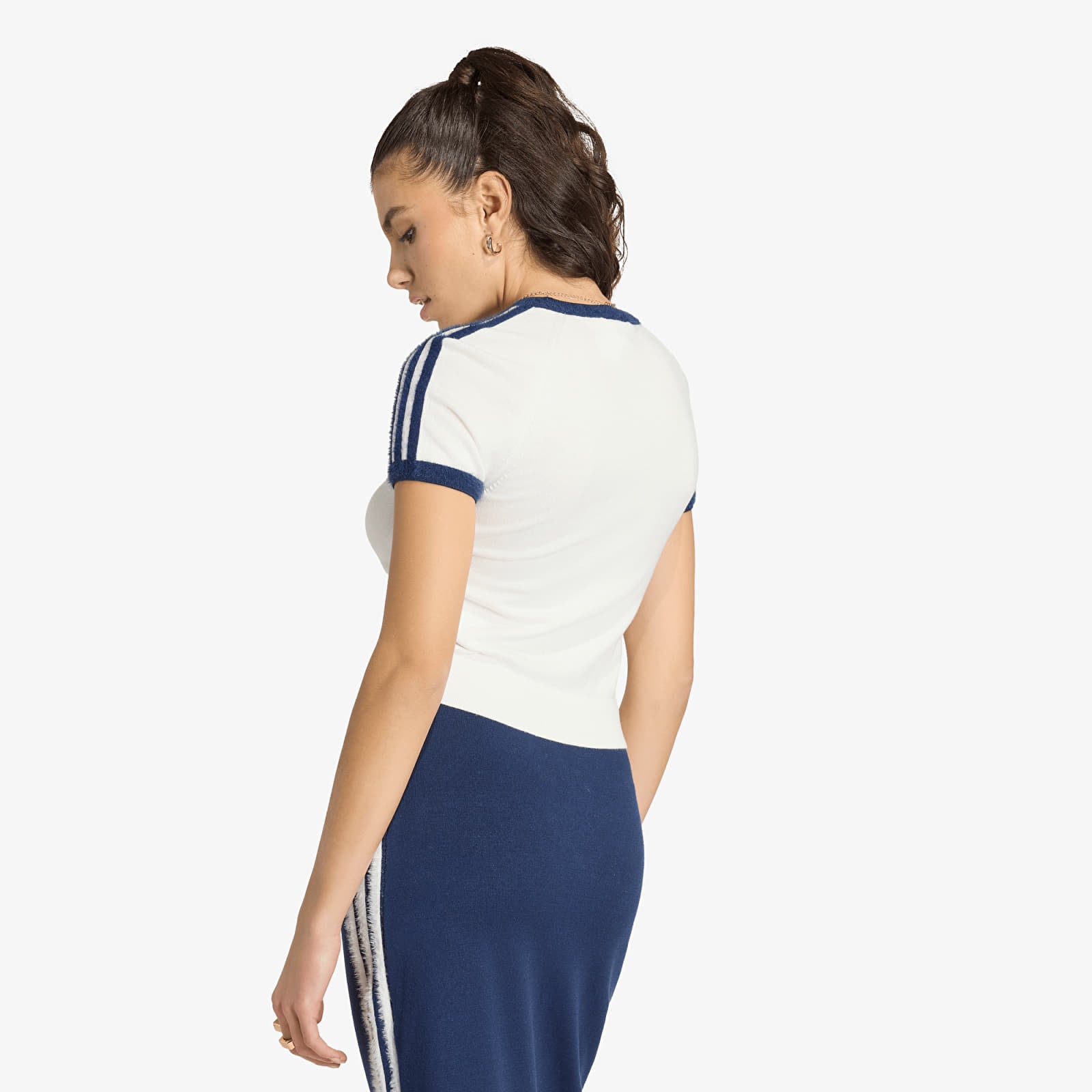 T-Shirts Frau adidas Knitted T-Shirt Cloud White/ Night Indigo