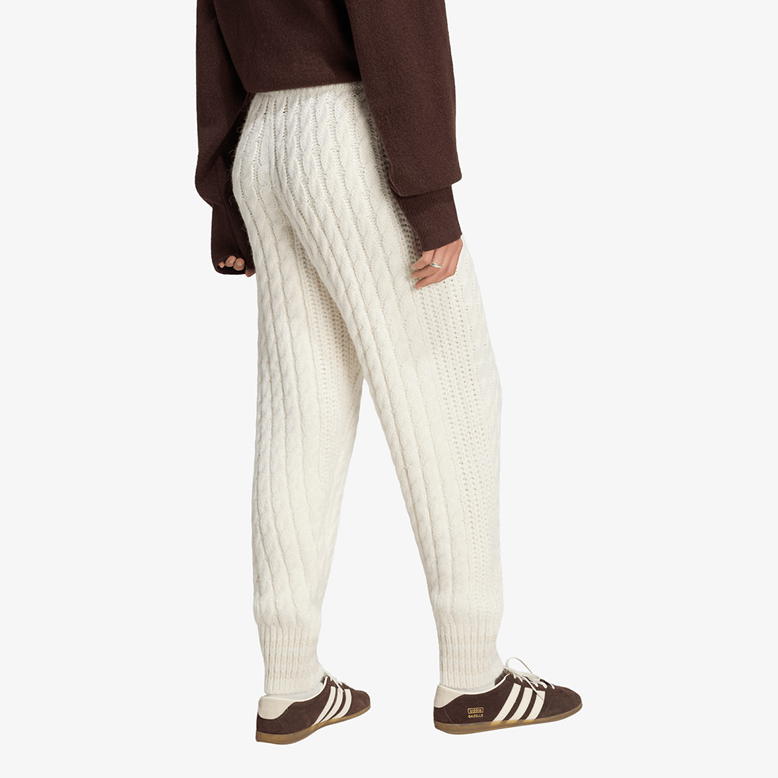 Damen Sweatpants adidas Cable Knit Firebird Track Pant Cloud White/ Alumina