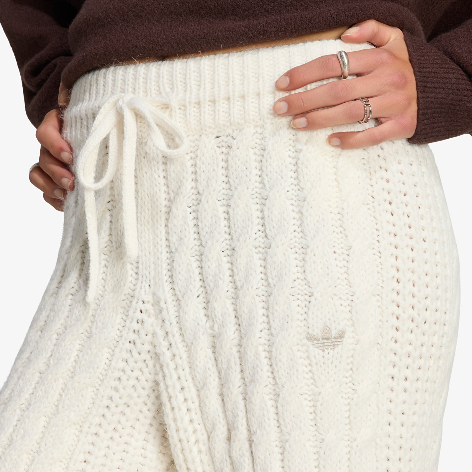Damen Sweatpants adidas Cable Knit Firebird Track Pant Cloud White/ Alumina