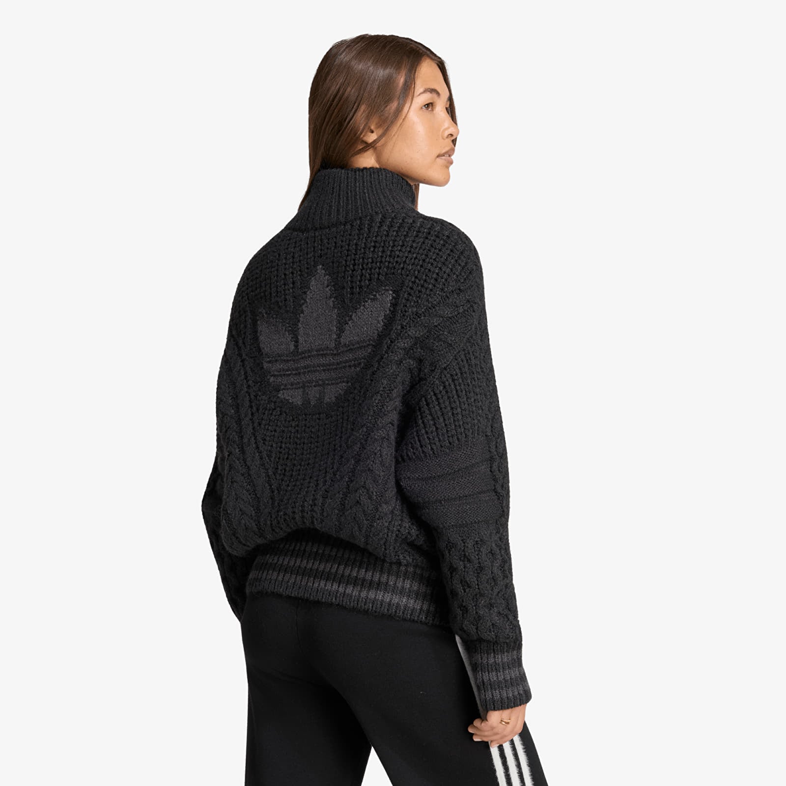 Svetry adidas Cable Knit Firebird Track Top Black/ Utility Black