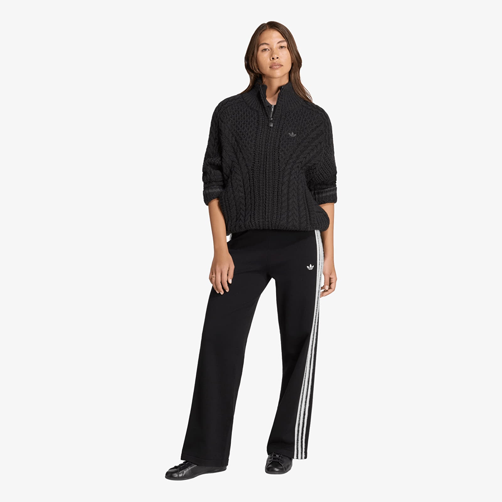 Svetry adidas Cable Knit Firebird Track Top Black/ Utility Black