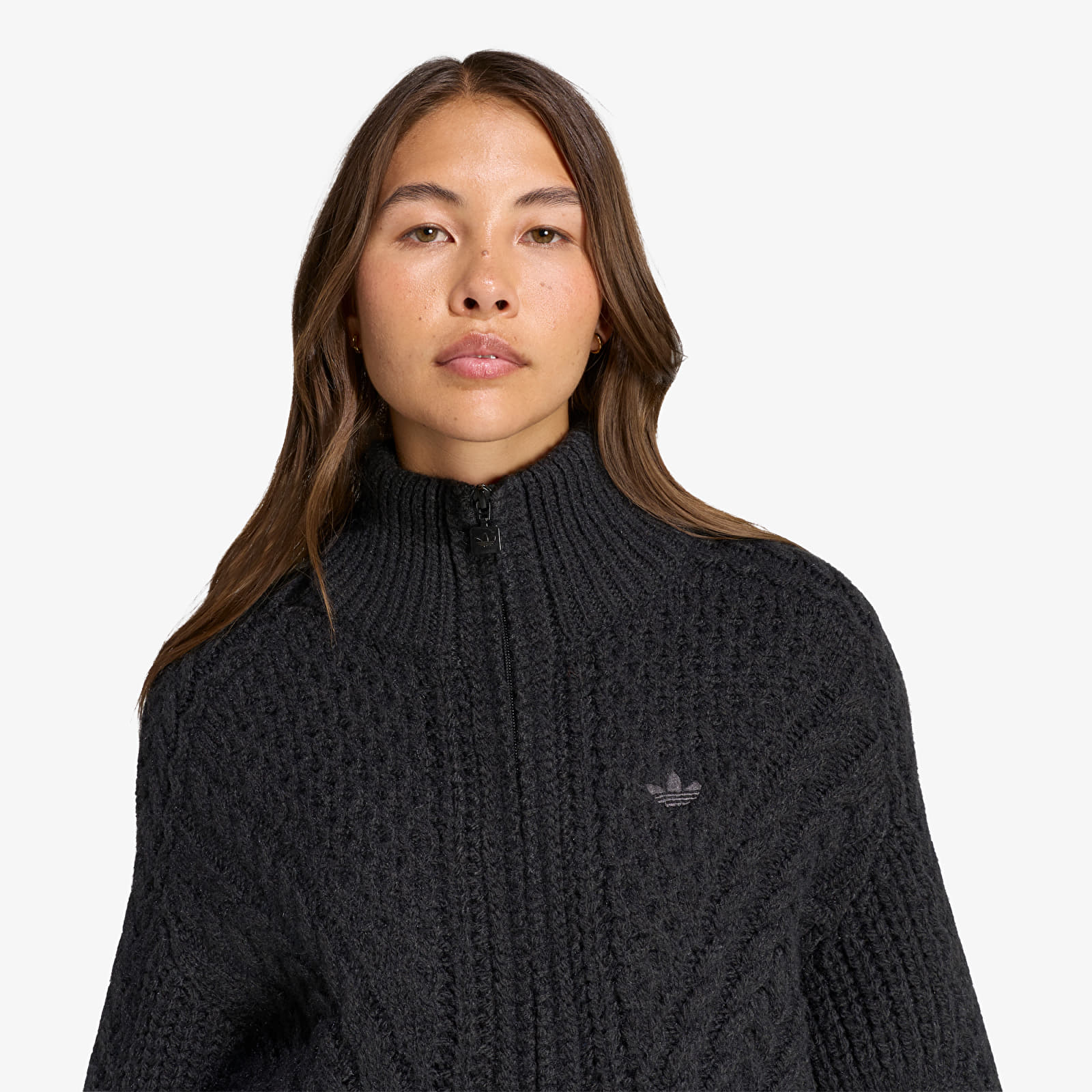Svetry adidas Cable Knit Firebird Track Top Black/ Utility Black