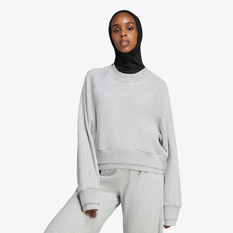 Mikina adidas Winterized Double Crew Sweatshirt Medium Grey Heather