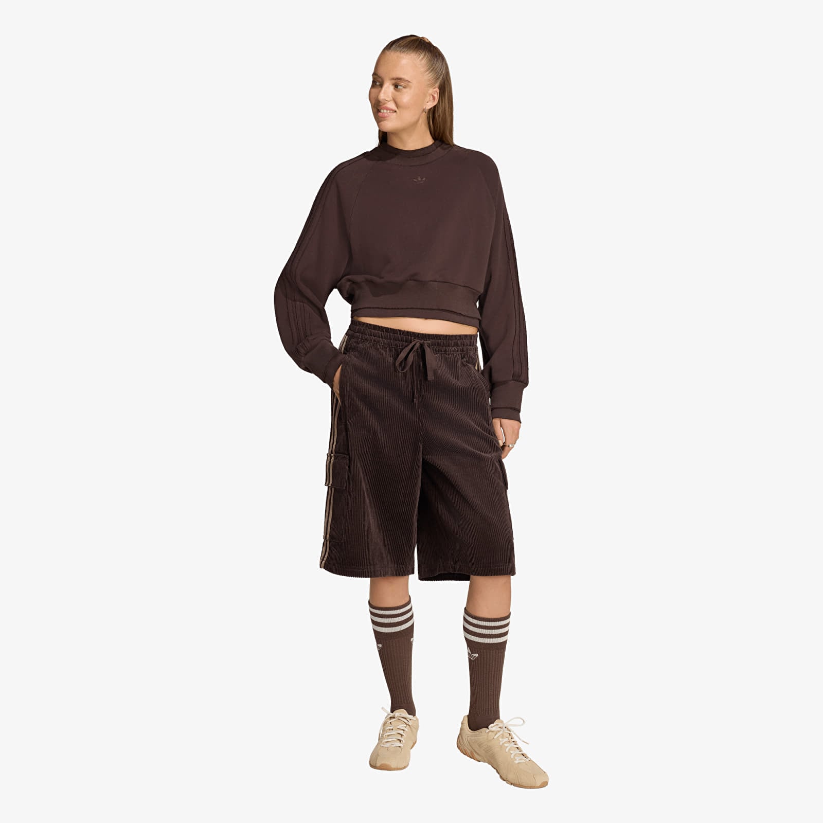 Women's Sweatshirts adidas Winterized Double Crew Sweatshirt Aurora Coffee